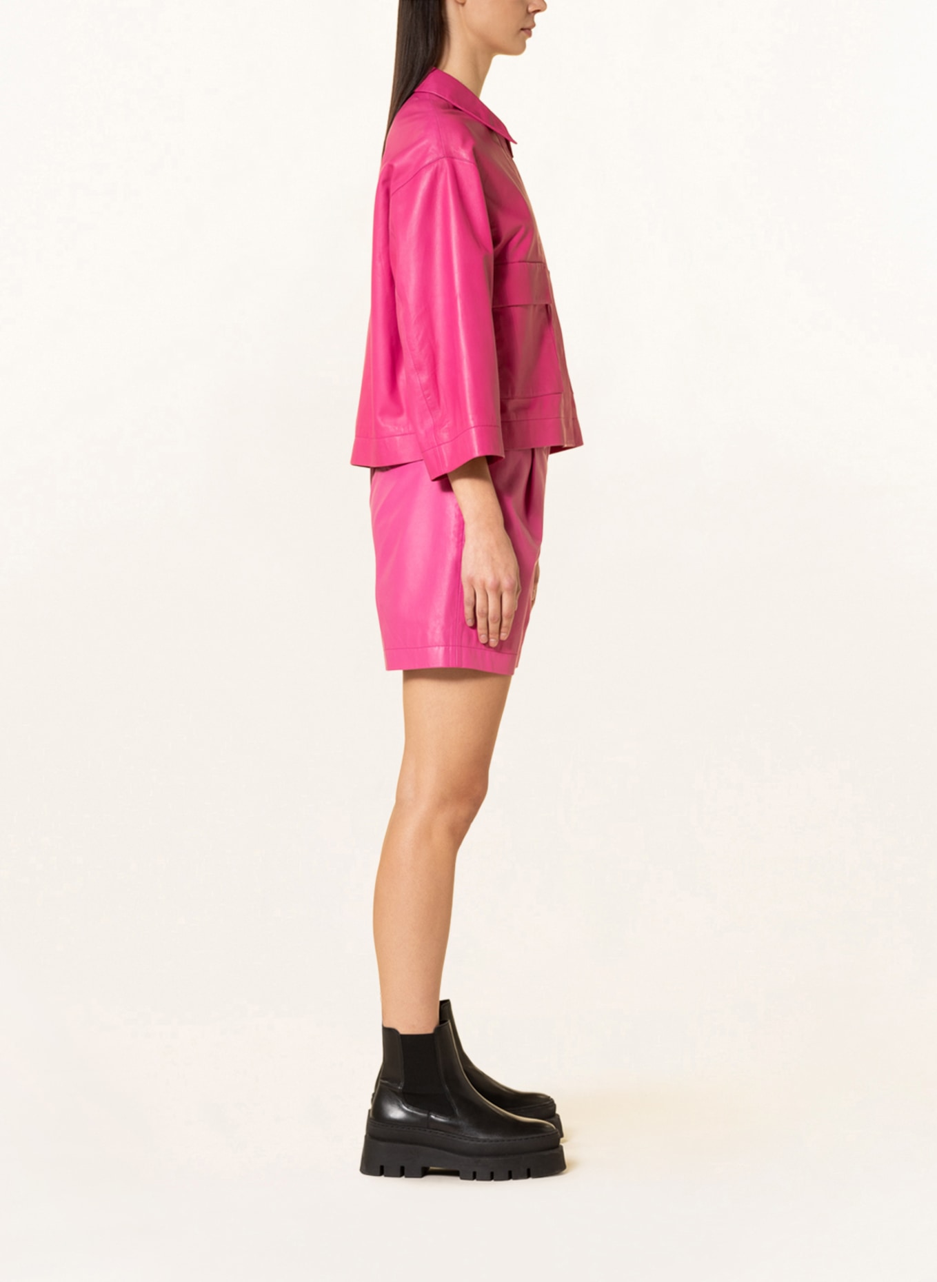 (THE MERCER) N.Y. Leather shorts, Color: PINK (Image 4)