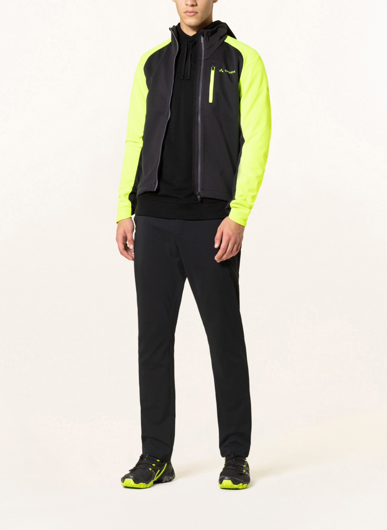 VAUDE Softshell cycling jacket POSTA, Color: NEON YELLOW/ BLACK (Image 2)