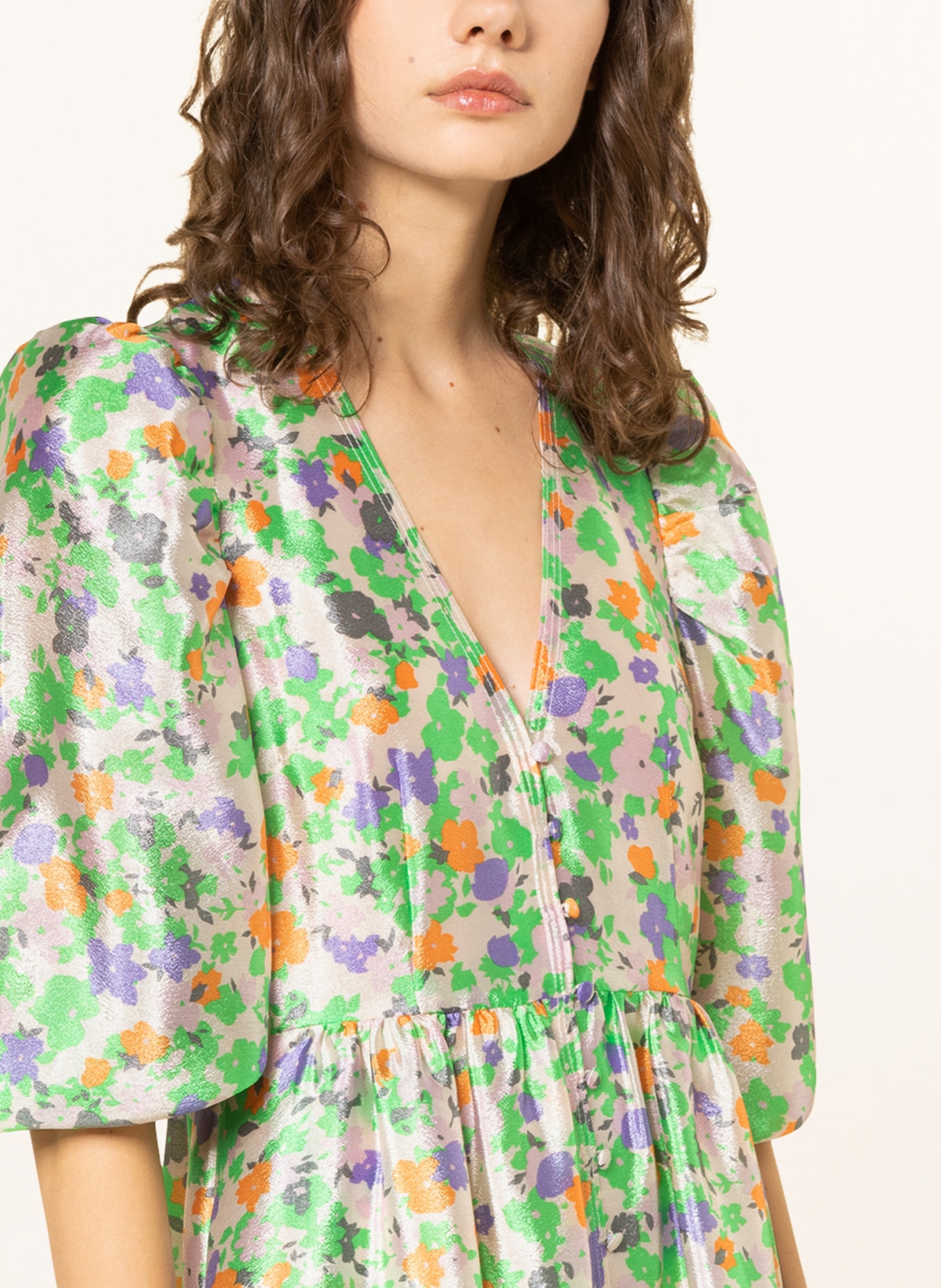 BAUM UND PFERDGARTEN Shirt dress ASANA with 3/4 sleeves, Color: CREAM/ LIGHT GREEN/ PURPLE (Image 4)