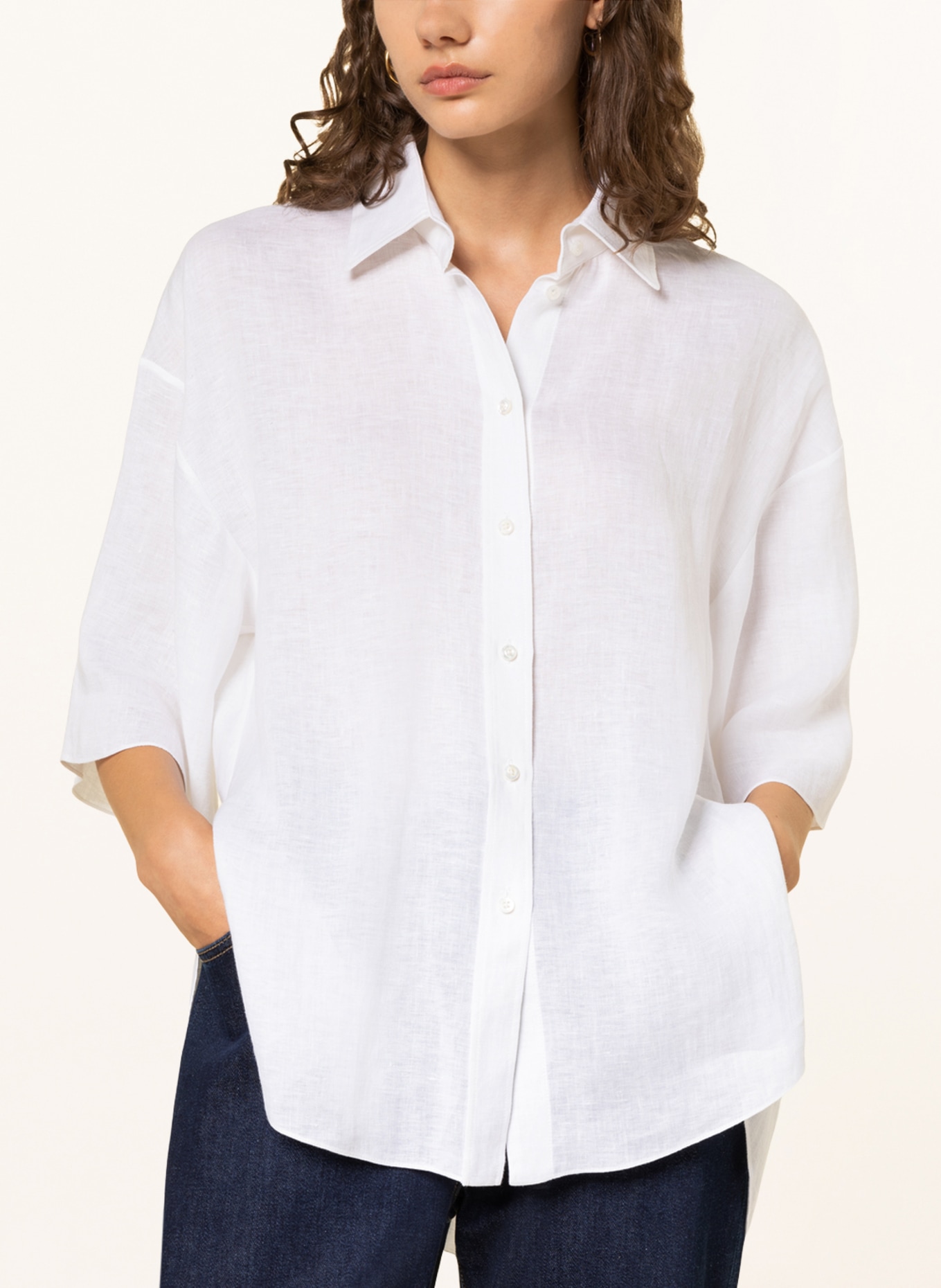 RALPH LAUREN Collection Shirt blouse made of linen, Color: WHITE (Image 4)
