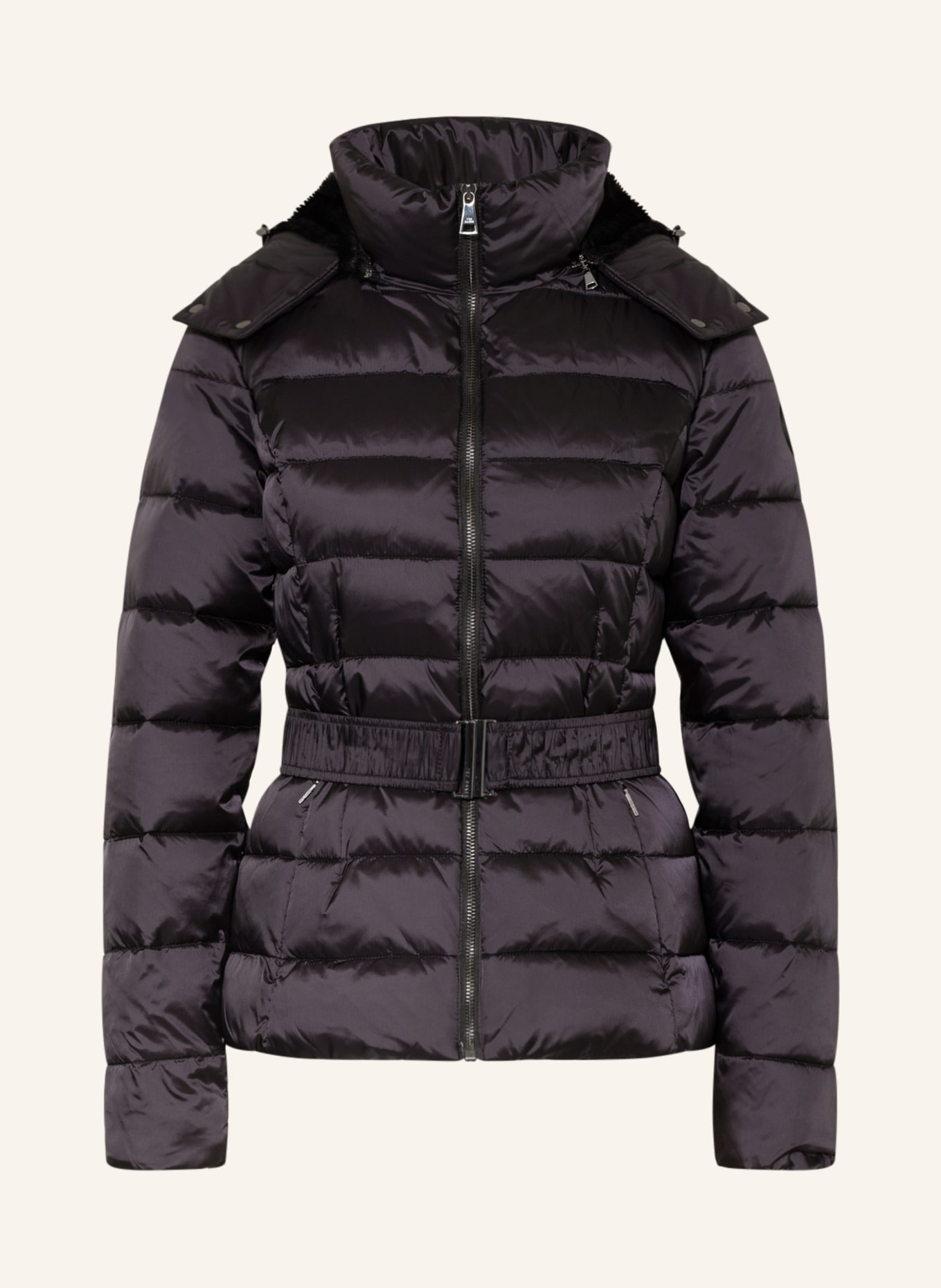 TED BAKER Quilted jacket ABBIIEE with faux fur and removable hood , Color: BLACK (Image 1)