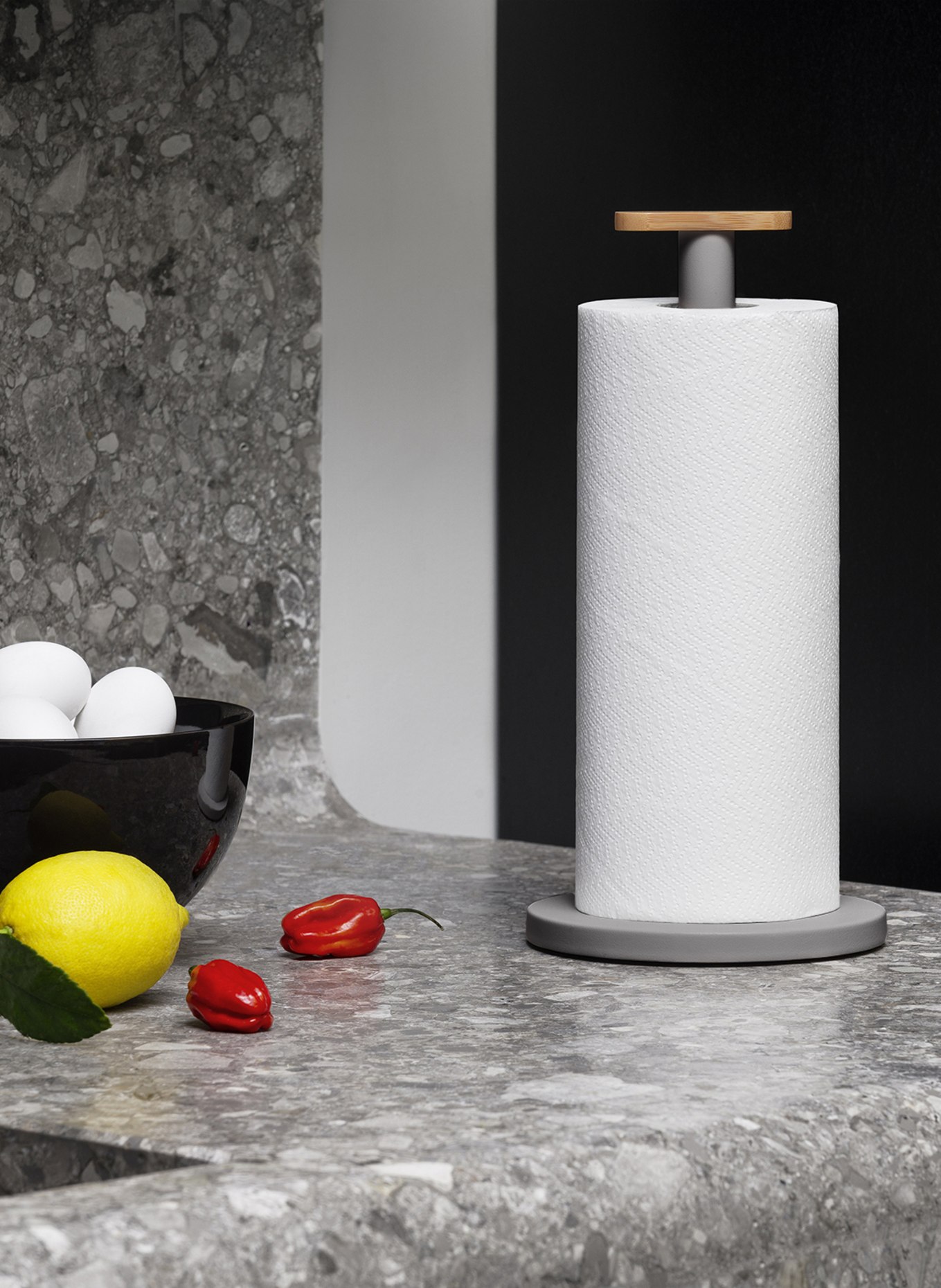 ALESSI Keukenrolhouder MATTINA: DONKERGRIJS