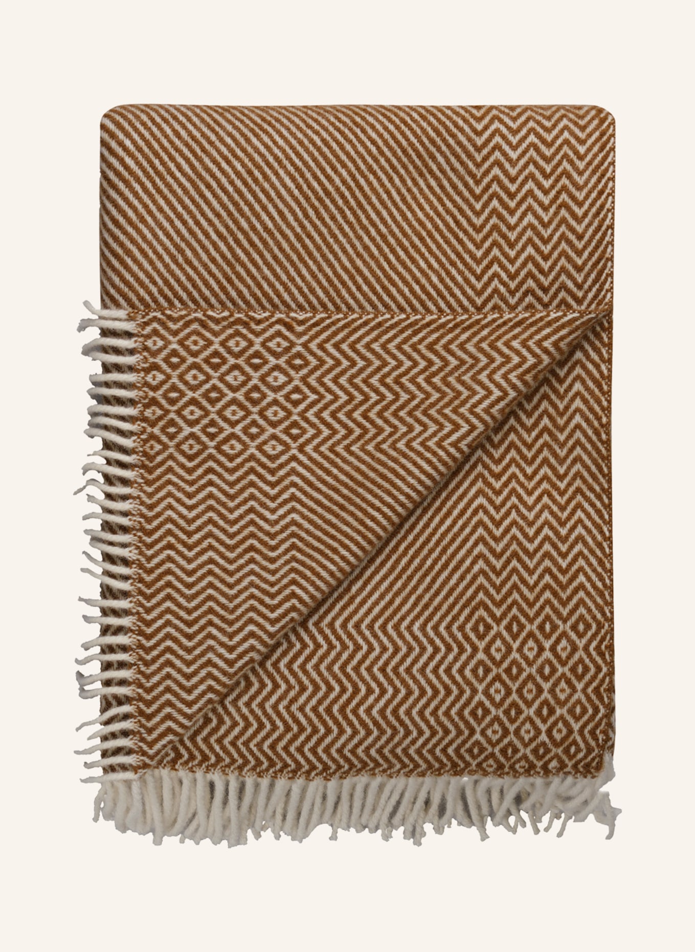 Røros Tweed Tweedowy pled KATTEFOT, Kolor: KREMOWY/ CIEMNOŻÓŁTY (Obrazek 1)
