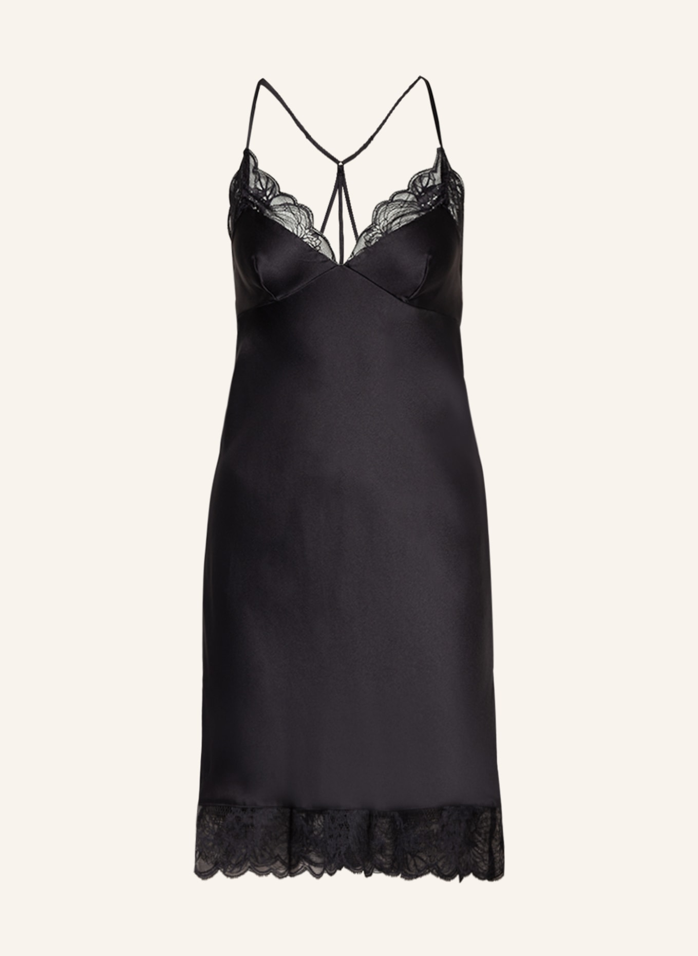 CHANTELLE Negligee MIDNIGHT FLOWERS in satin, Color: BLACK (Image 1)