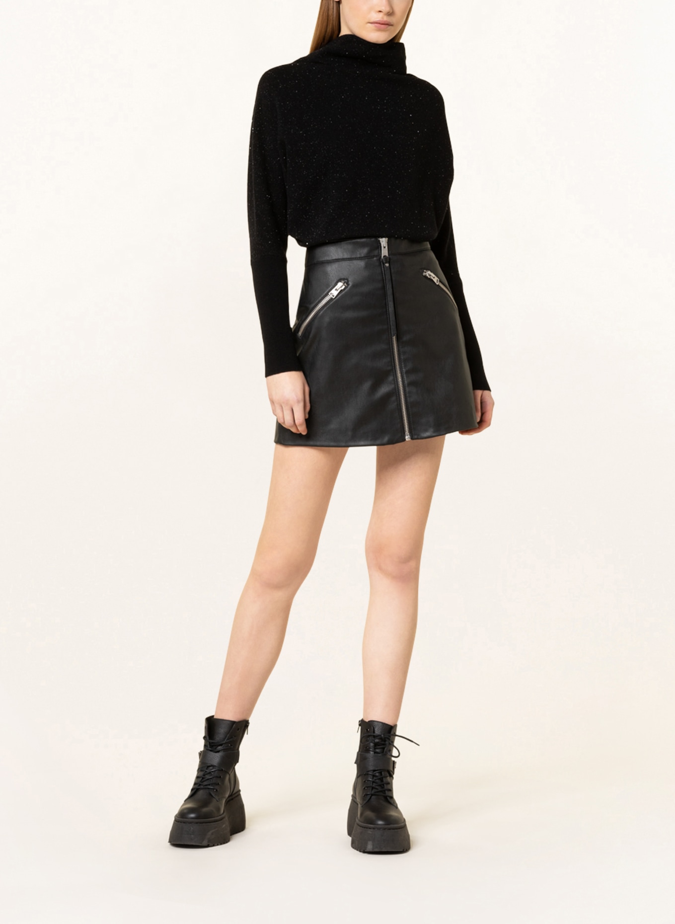 ALLSAINTS Skirt PIPER in leather look, Color: BLACK (Image 2)
