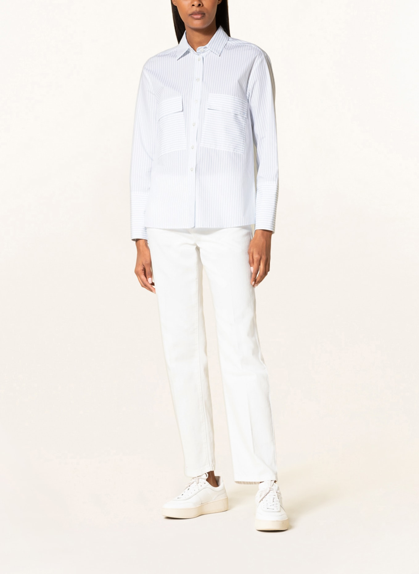 EMPORIO ARMANI Shirt blouse, Color: WHITE/ LIGHT BLUE (Image 2)