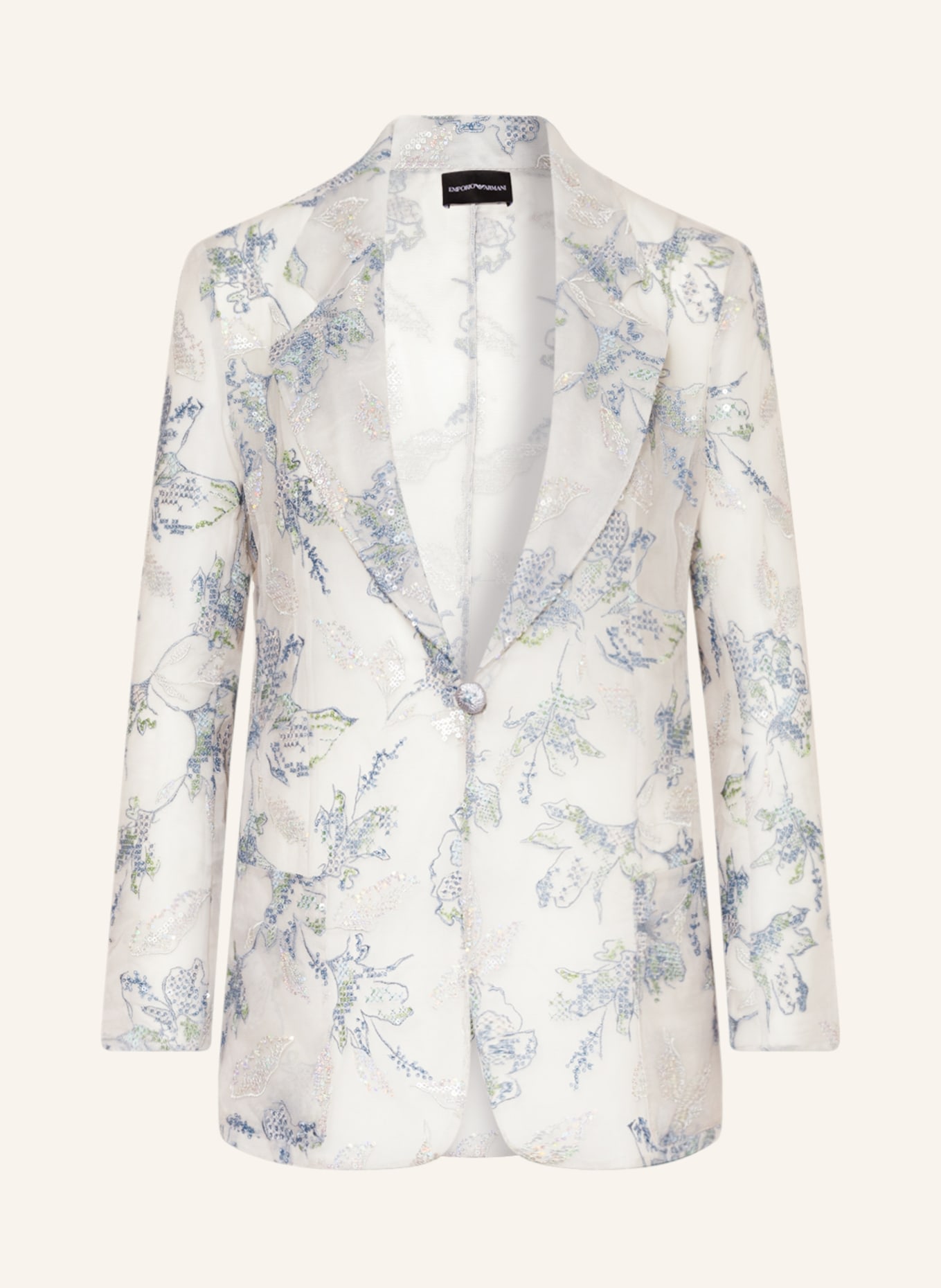 EMPORIO ARMANI Tulle blazer with sequins and embroidery, Color: GRAY/ BLUE/ LIGHT GREEN (Image 1)