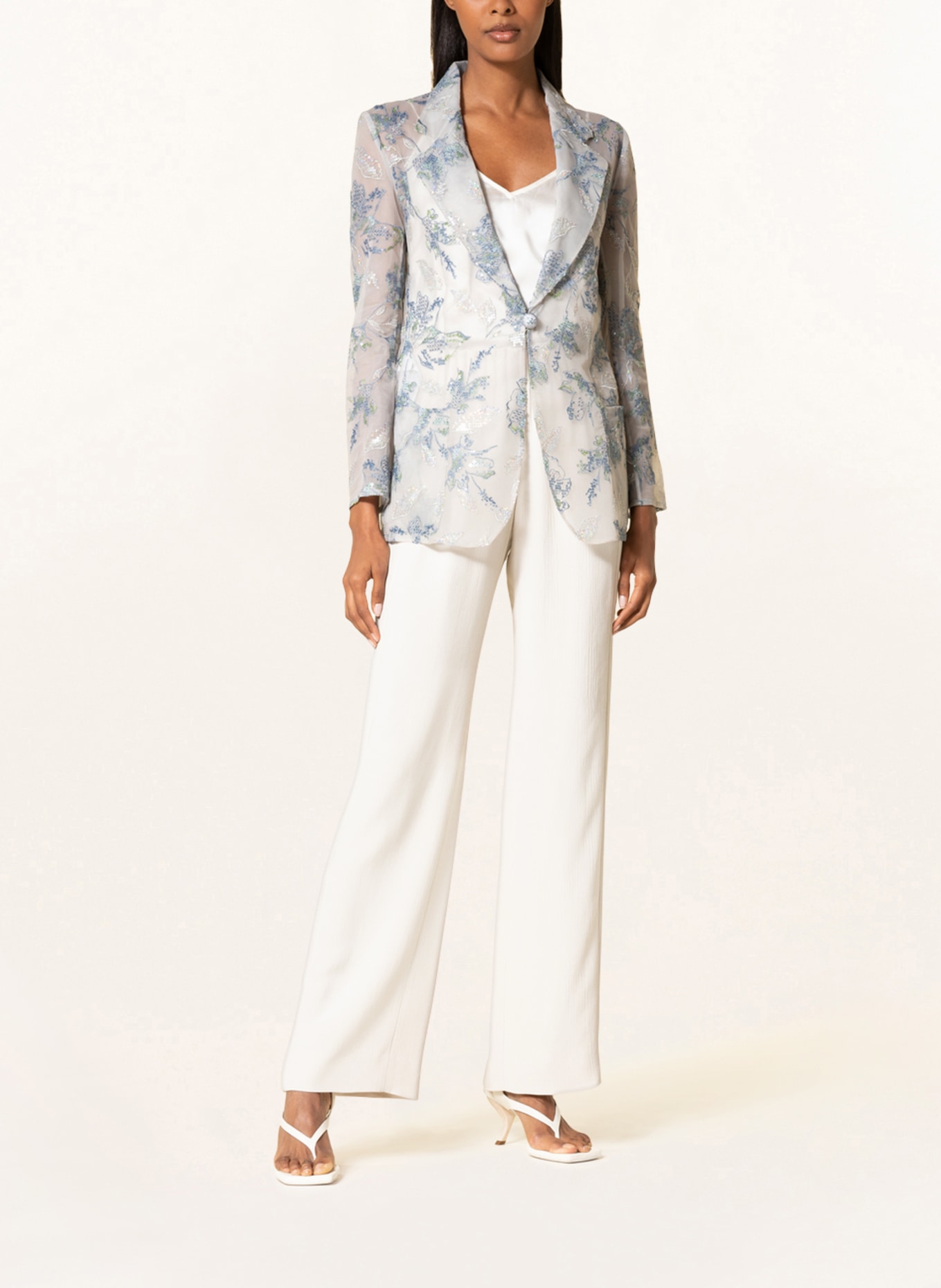 EMPORIO ARMANI Tulle blazer with sequins and embroidery, Color: GRAY/ BLUE/ LIGHT GREEN (Image 2)