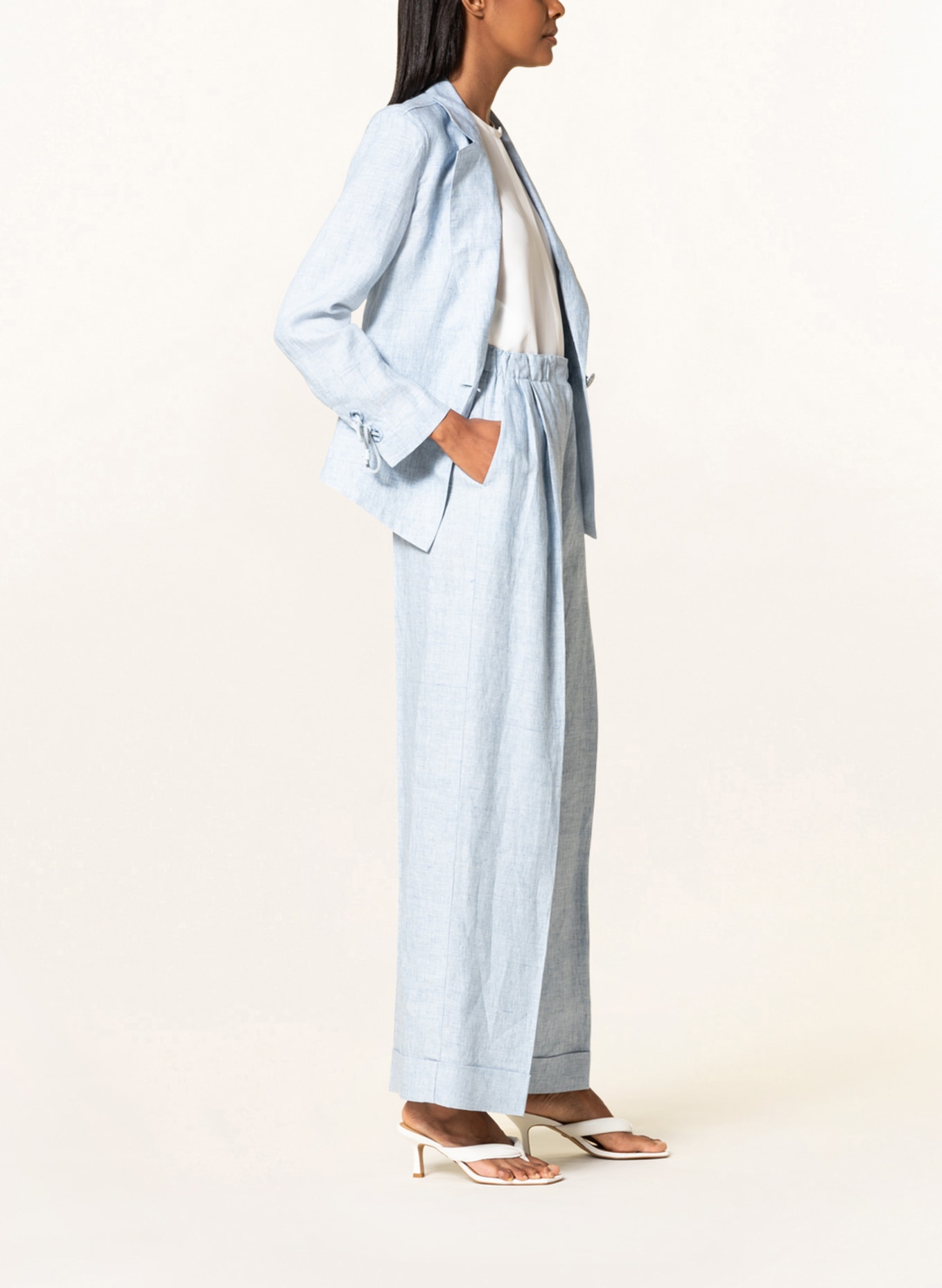 EMPORIO ARMANI Linen pants, Color: LIGHT BLUE (Image 4)
