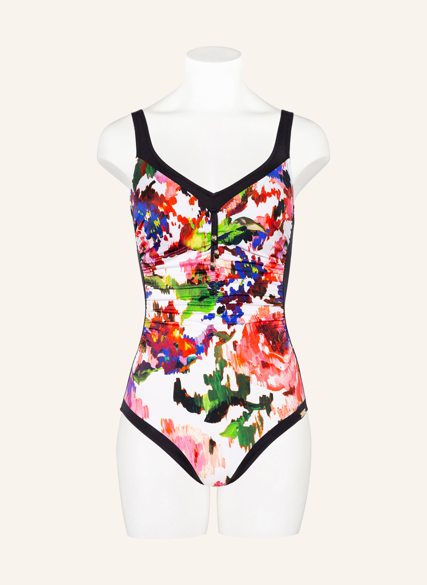 Charmline Shaping swimsuit ROSE GARDEN , Color: BLACK/ RED/ WHITE (Image 2)
