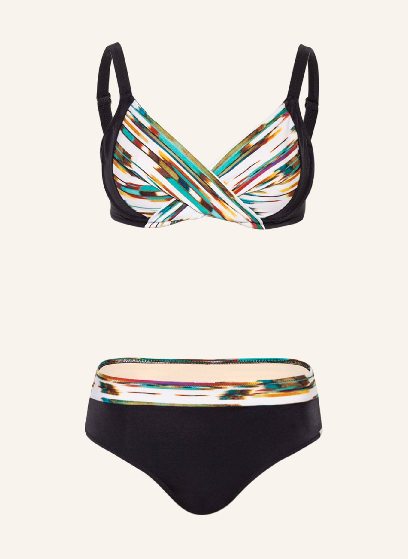 Charmline Bralette bikini top MIKADO PLAY, Color: BLACK/ ECRU/ GREEN (Image 1)