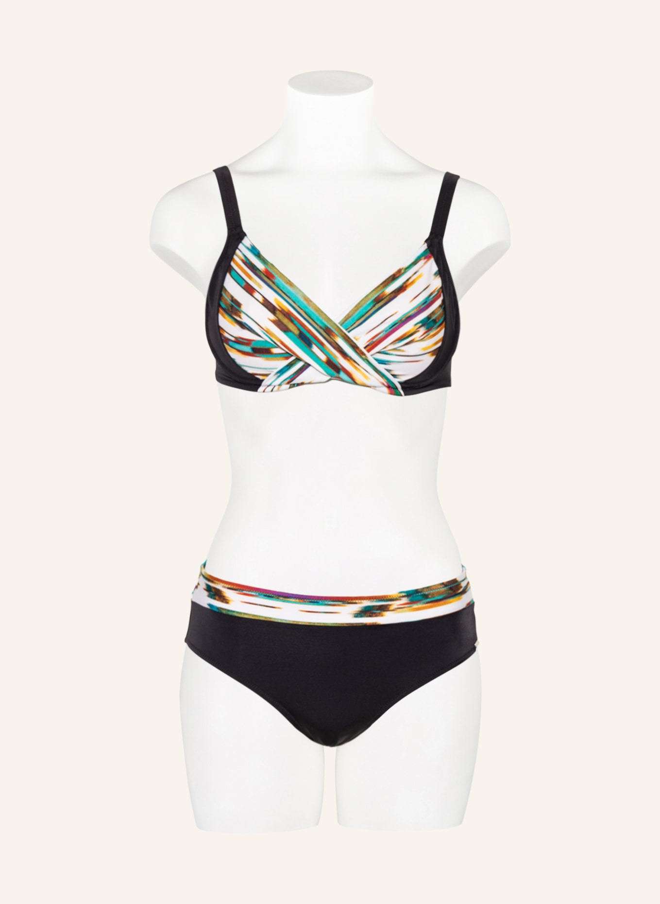 Charmline Bralette bikini top MIKADO PLAY, Color: BLACK/ ECRU/ GREEN (Image 2)