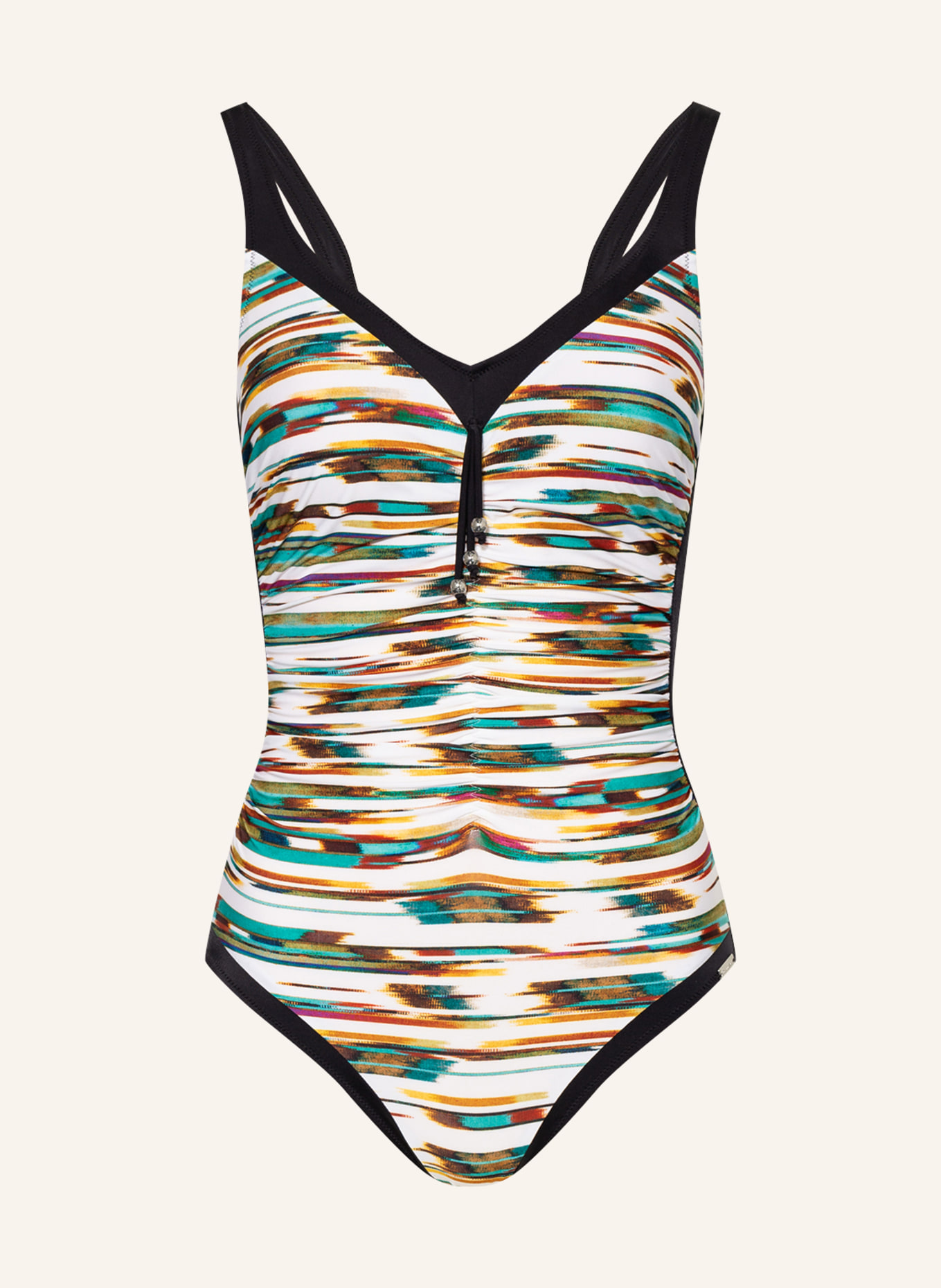 Charmline Shaping swimsuit MIKADO PLAY , Color: BLACK/ ECRU/ GREEN (Image 1)
