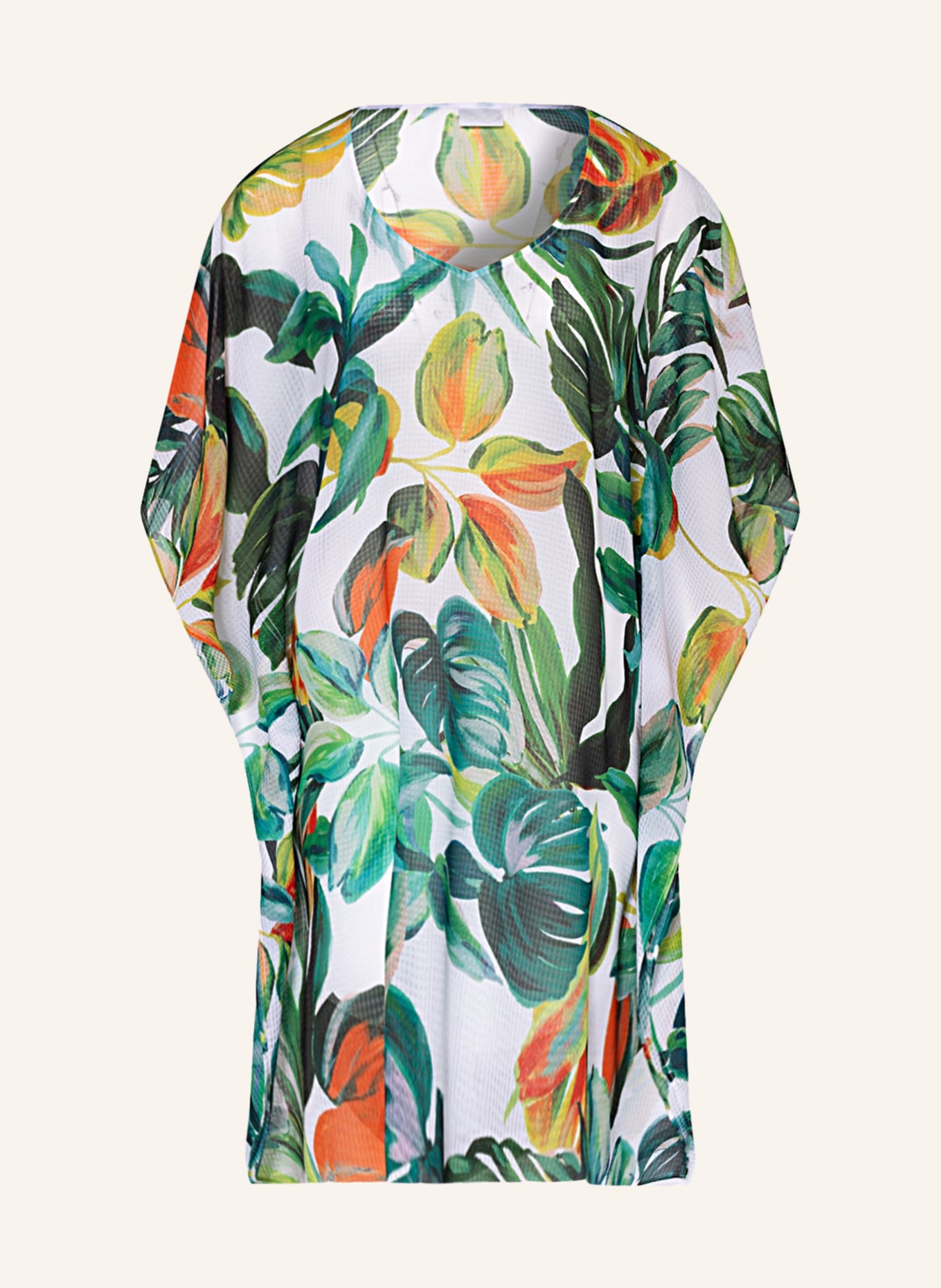 Charmline Sukienka letnia typu kaftan NATURE FEELINGS z rękawami 3/4 , Kolor: BIAŁY/ ZIELONY/ POMARAŃCZOWY (Obrazek 1)