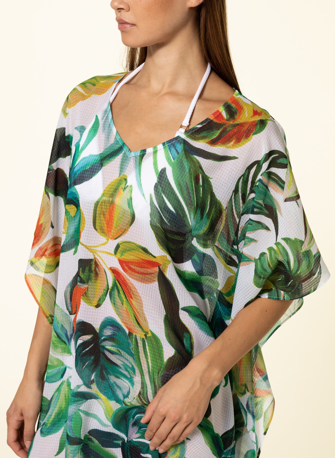 Charmline Kaftan NATURE FEELINGS with 3/4 sleeves , Color: WHITE/ GREEN/ ORANGE (Image 4)