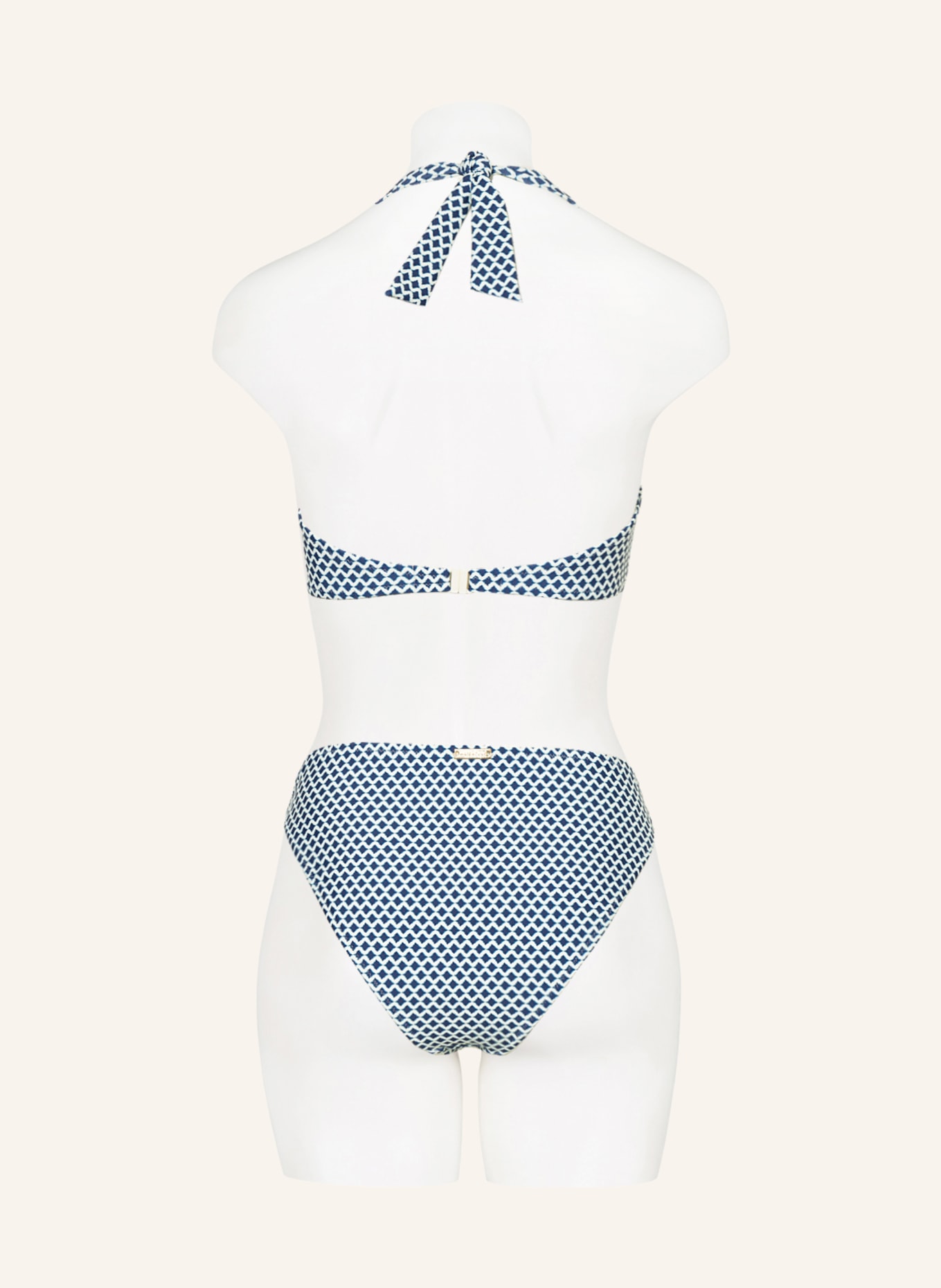 watercult Halter neck bikini top NAUTIC CALL, Color: DARK BLUE/ CREAM (Image 3)