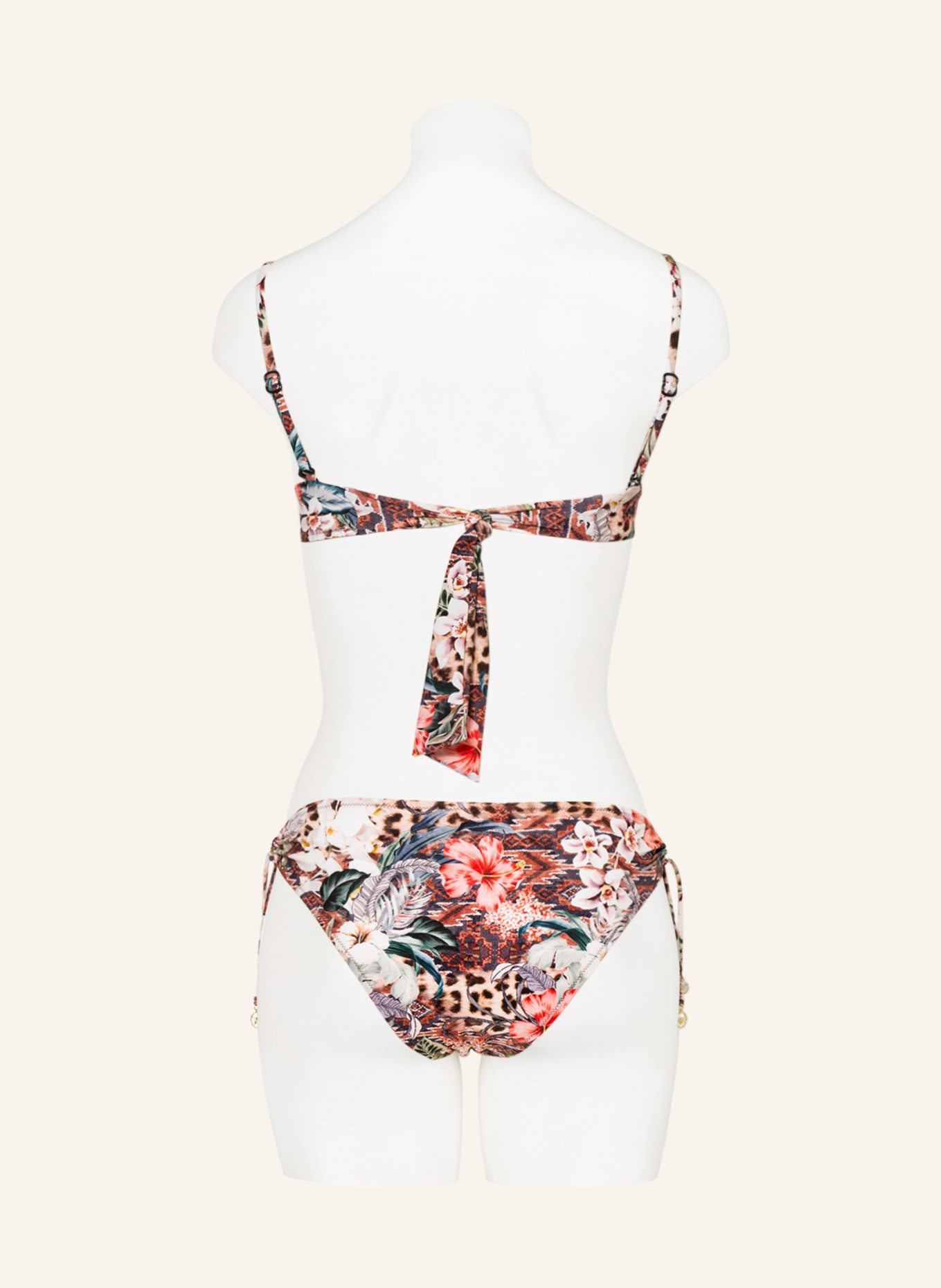watercult Bralette bikini top LEO ALLURES, Color: WHITE/ RED/ BROWN (Image 3)