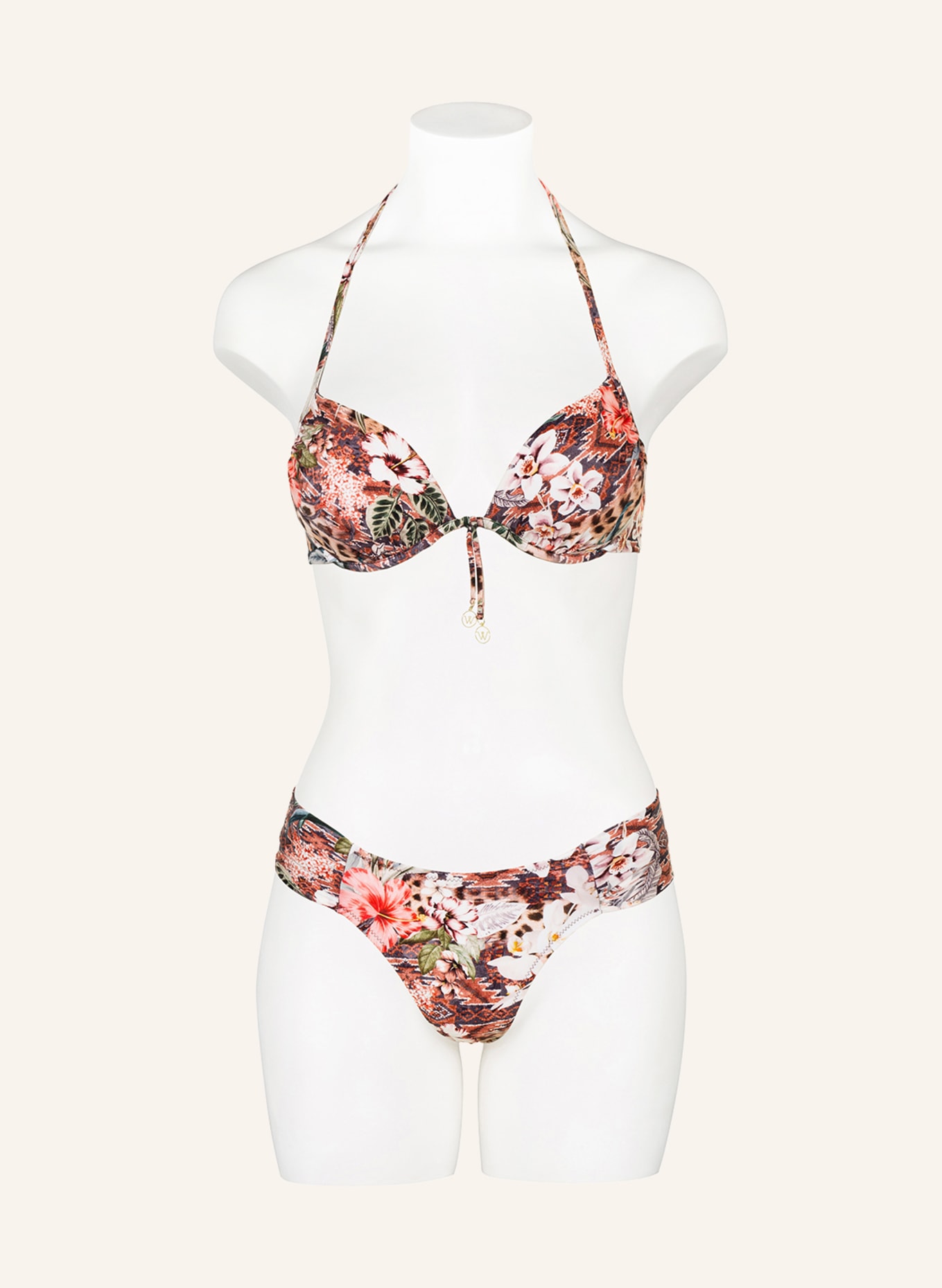 watercult Brazilian bikini bottoms LEO ALLURES , Color: WHITE/ RED/ BROWN (Image 2)