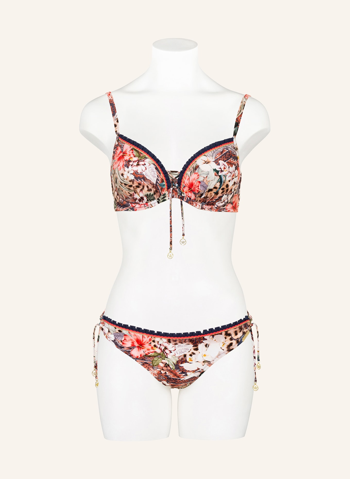 watercult Basic bikini bottoms LEO ALLURES , Color: WHITE/ RED/ BROWN (Image 2)