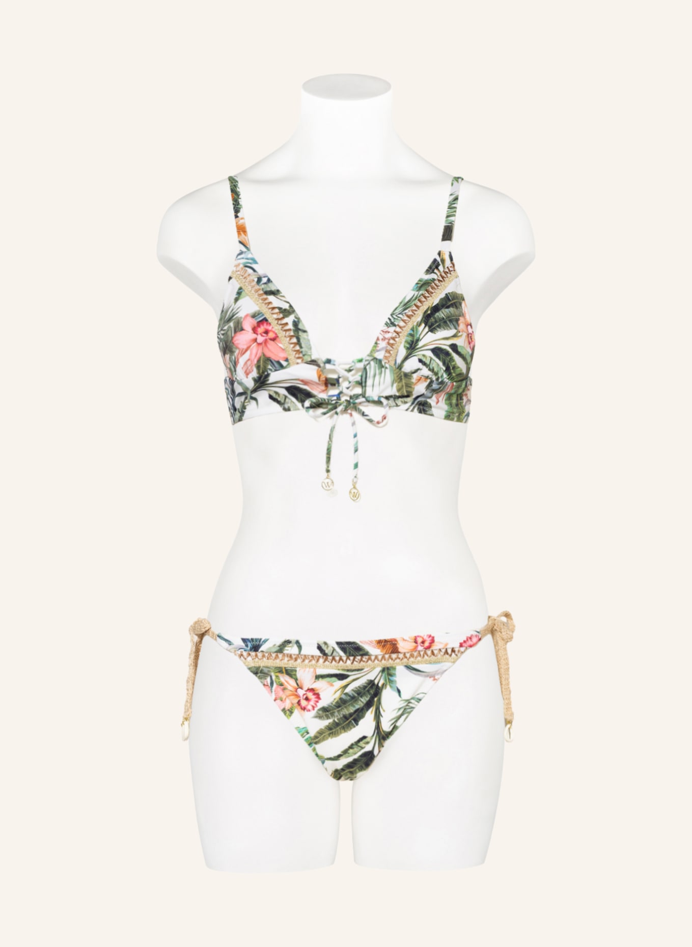 watercult Bralette bikini top EXOTIC DIVE, Color: WHITE/ GREEN/ LIGHT RED (Image 2)
