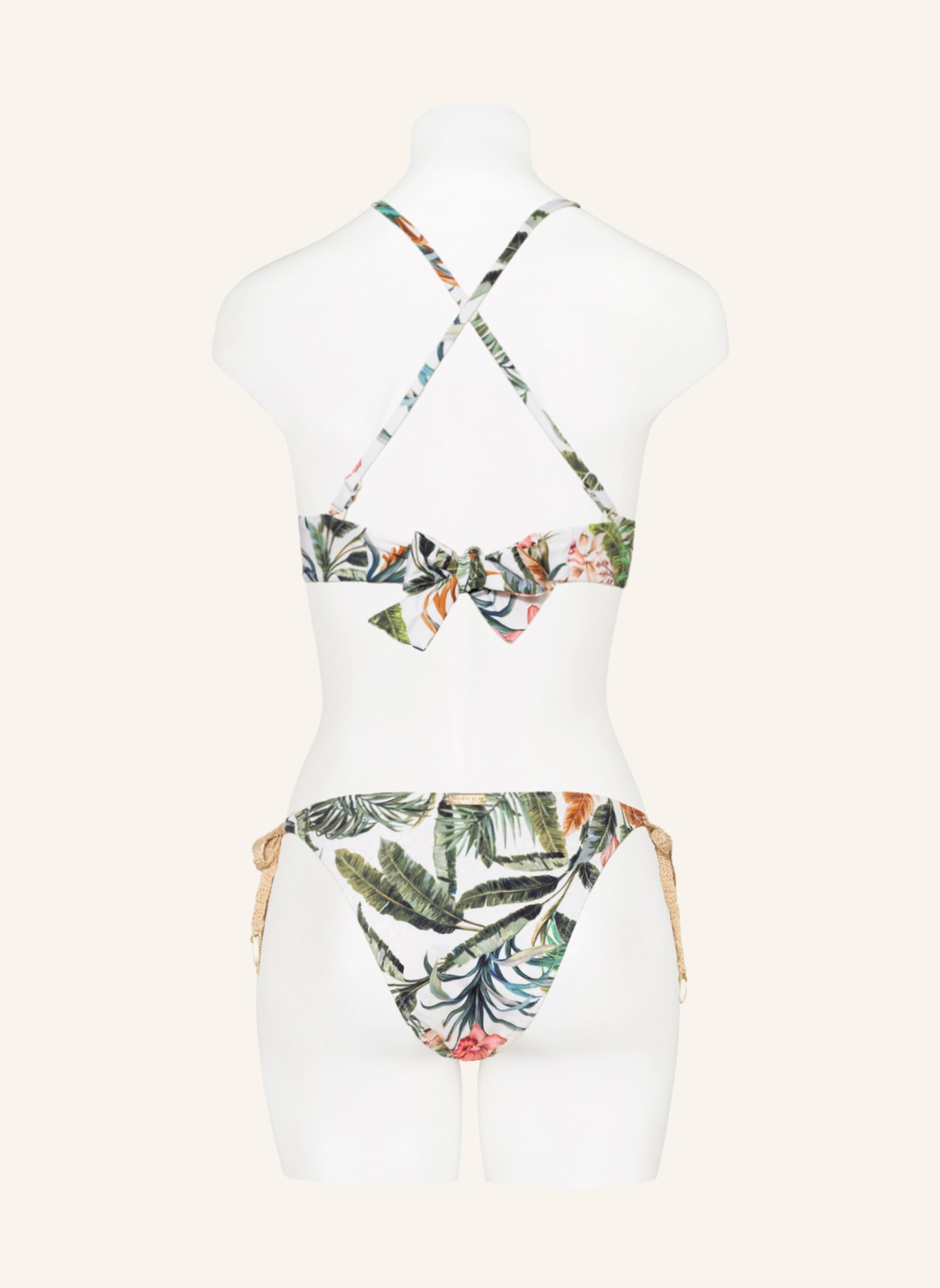 watercult Bralette bikini top EXOTIC DIVE, Color: WHITE/ GREEN/ LIGHT RED (Image 4)