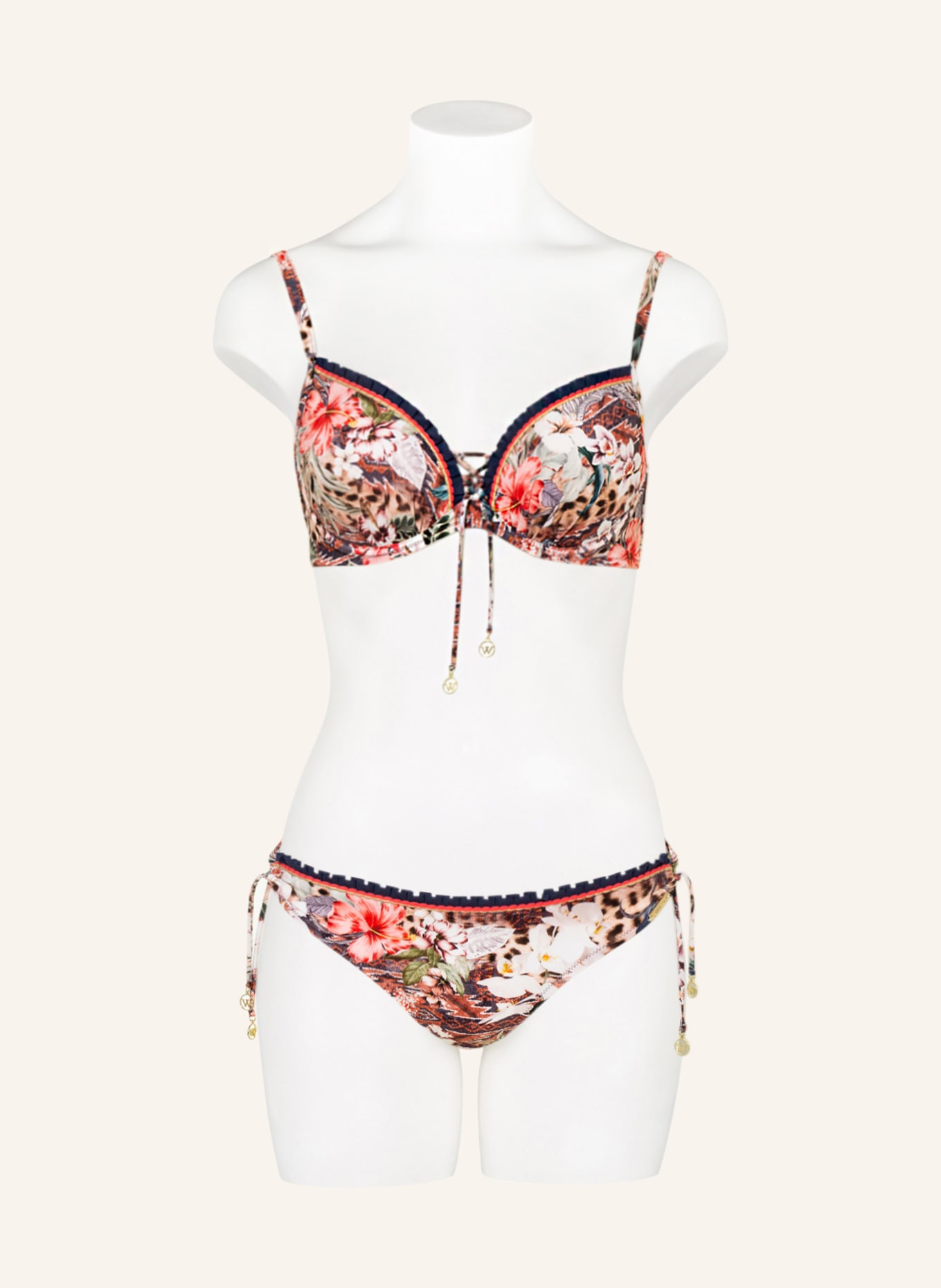 watercult Underwired bikini top LEO ALLURES, Color: WHITE/ RED/ LIGHT BROWN (Image 2)