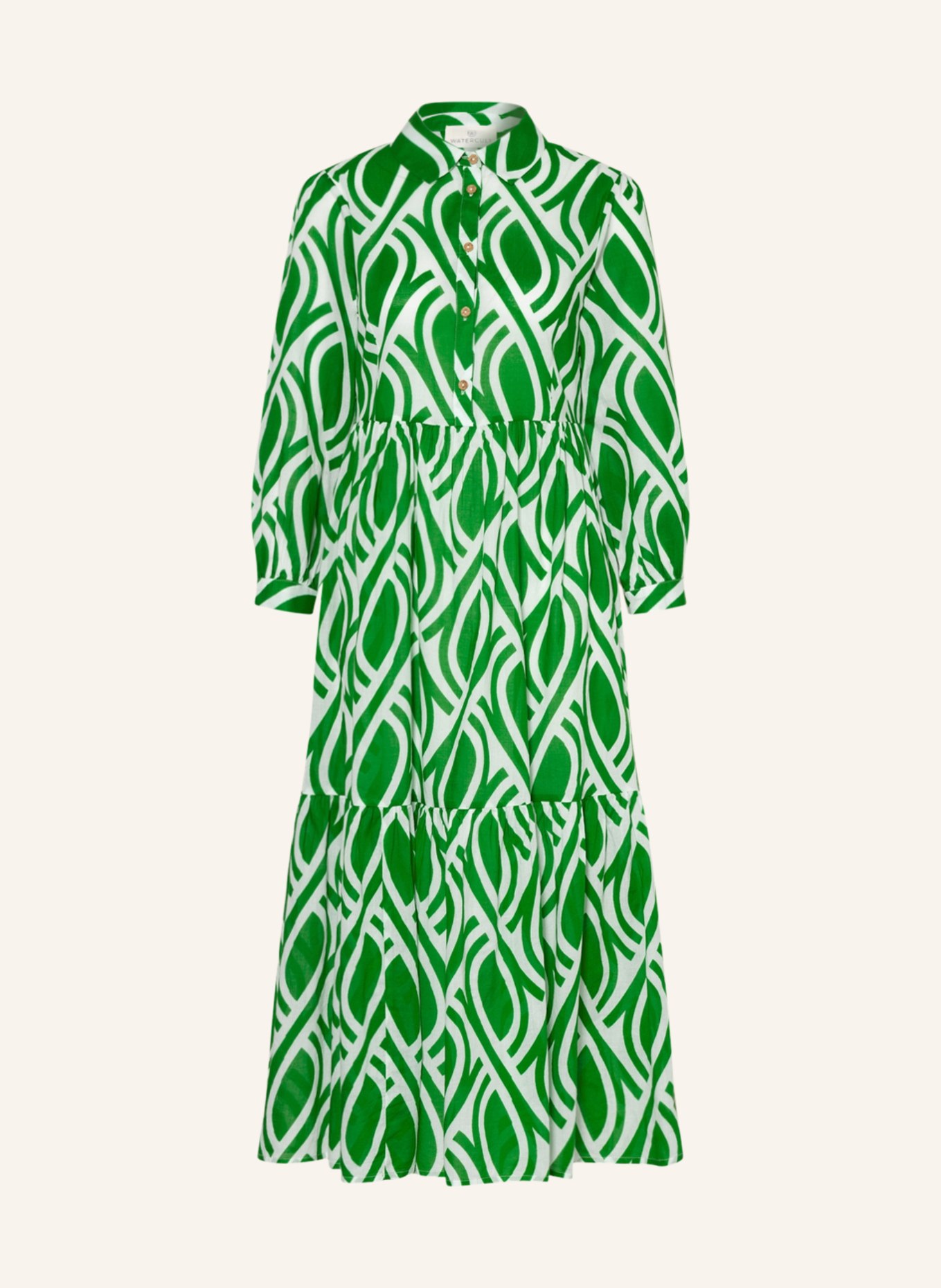 watercult Beach dress BAMBOO SOLIDS with 3/4 sleeves, Color: WHITE/ GREEN (Image 1)