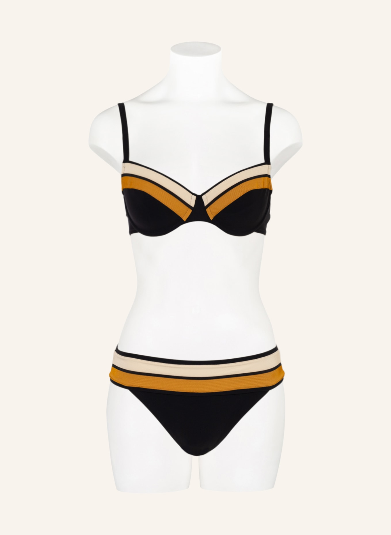 MARYAN MEHLHORN Bügel-Bikini-Top ANTAGONIST, Farbe: SCHWARZ/ BEIGE/ CREME (Bild 2)