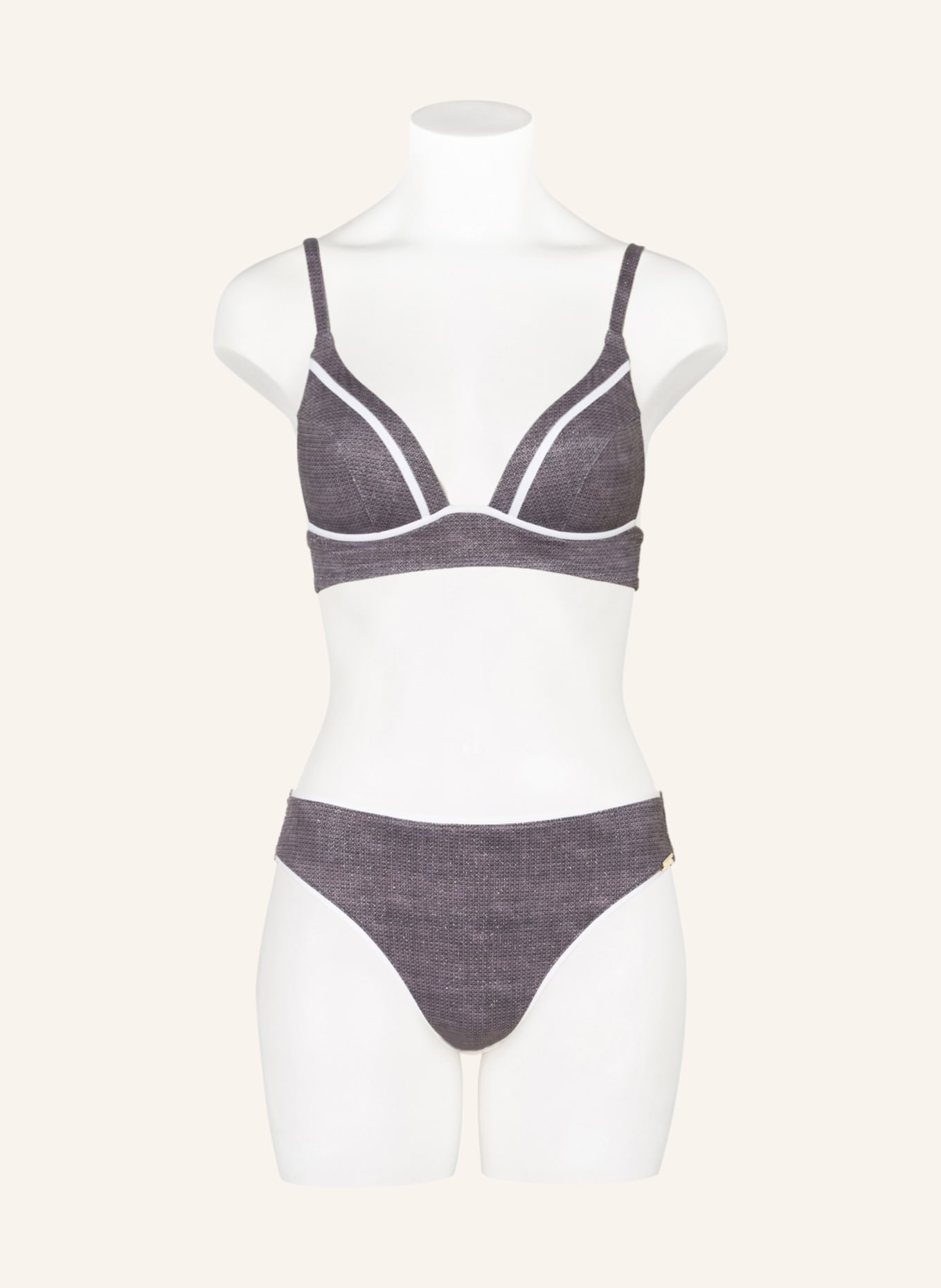 MARYAN MEHLHORN Bralette bikini top ARGENTUM with glitter thread , Color: TAUPE (Image 2)
