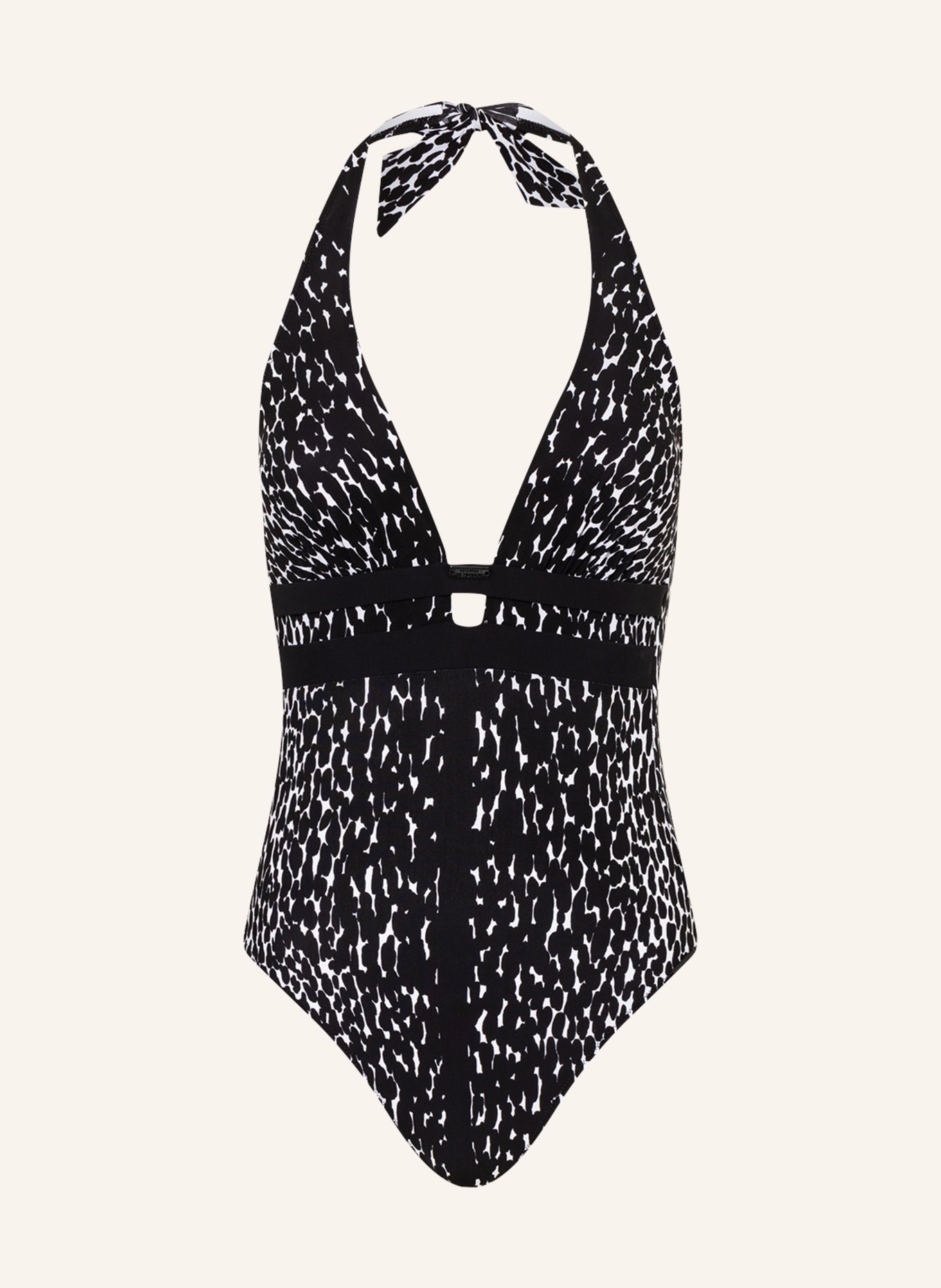 MARYAN MEHLHORN Halter neck swimsuit CAPTURE, Color: BLACK/ WHITE (Image 1)