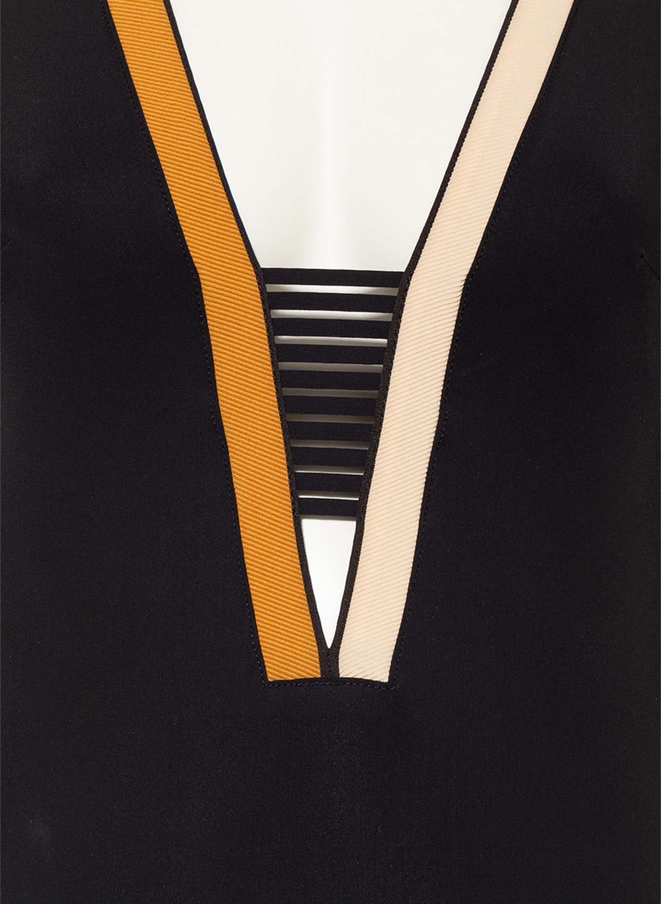 MARYAN MEHLHORN Halter neck swimsuit ANTAGONIST, Color: BLACK/ BEIGE/ CREAM (Image 4)
