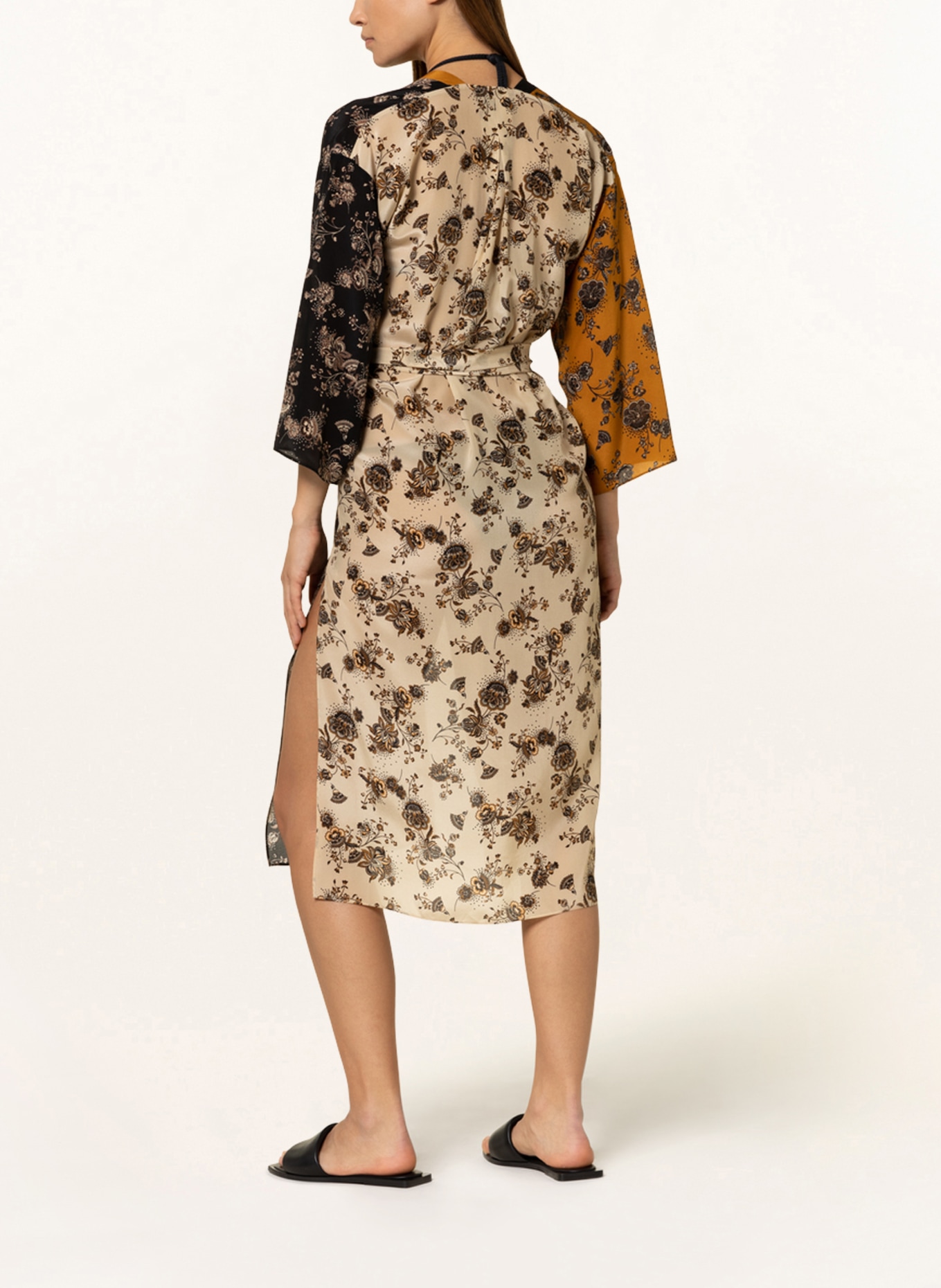 MARYAN MEHLHORN Beach dress ANTAGONIST made of silk with 3/4 sleeves, Color: CREAM/ DARK ORANGE/ BLACK (Image 3)