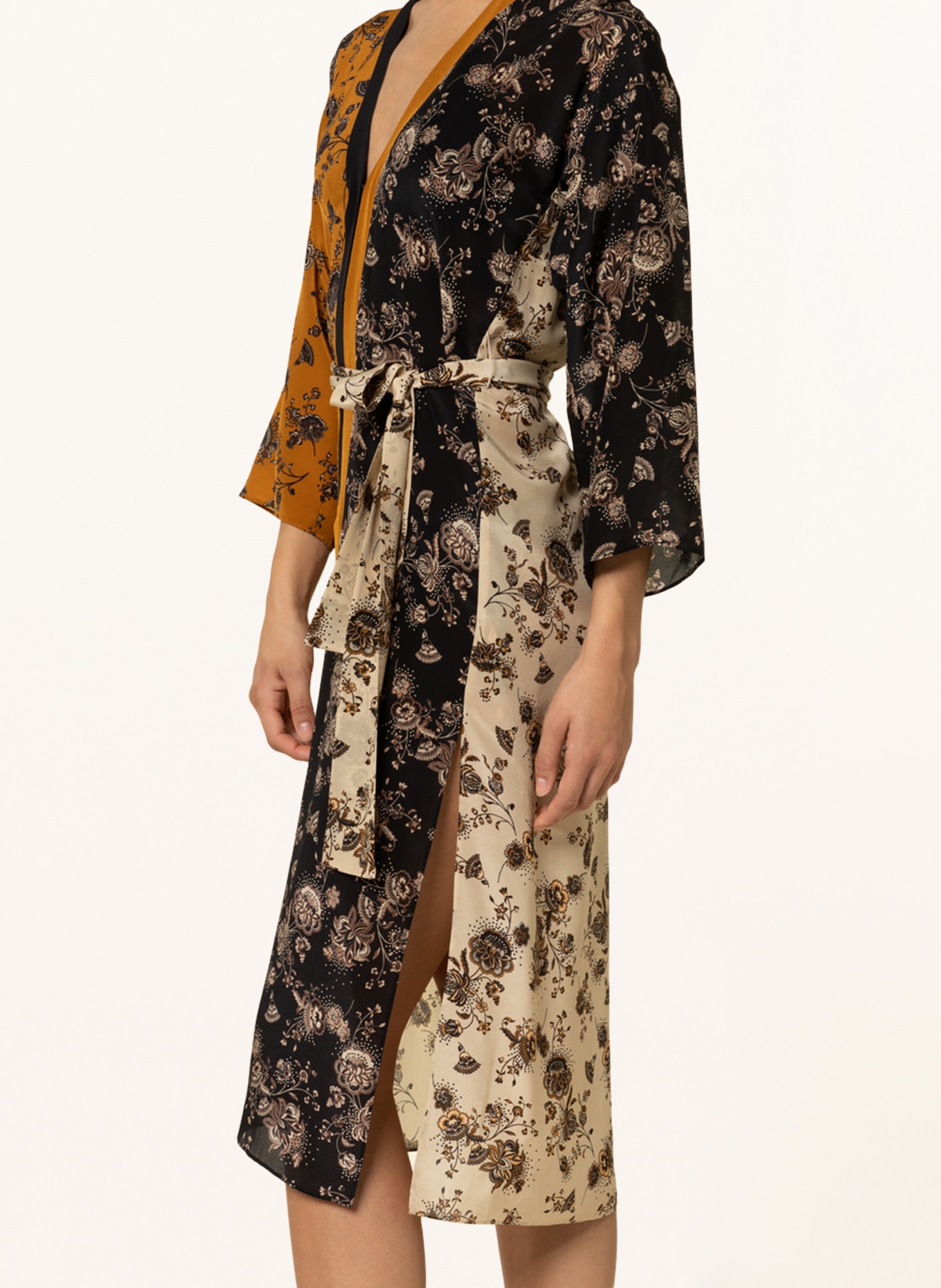 MARYAN MEHLHORN Beach dress ANTAGONIST made of silk with 3/4 sleeves, Color: CREAM/ DARK ORANGE/ BLACK (Image 4)
