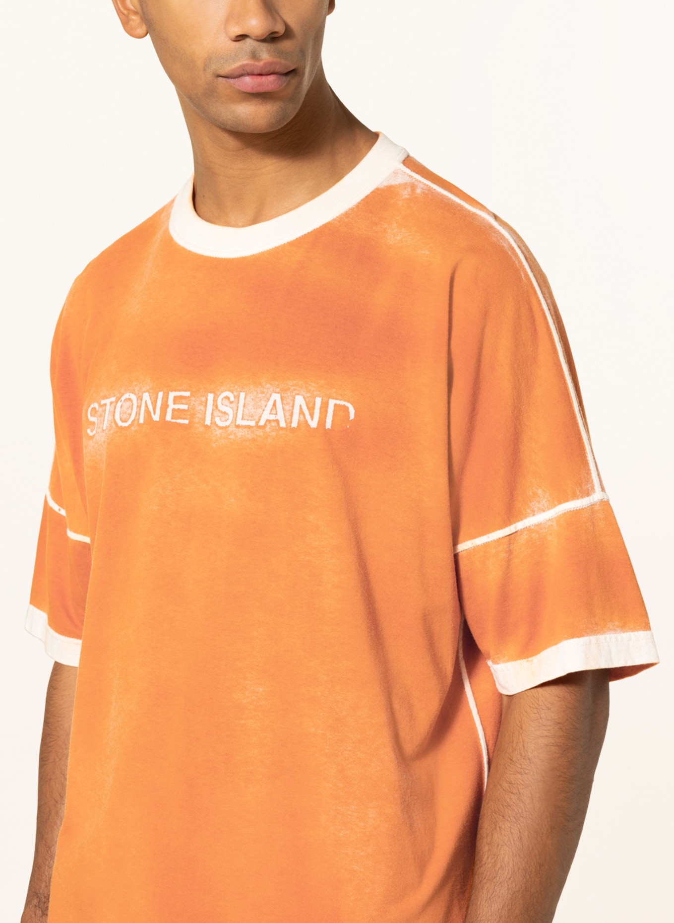 STONE ISLAND Oversized shirt , Color: ORANGE/ ECRU (Image 4)