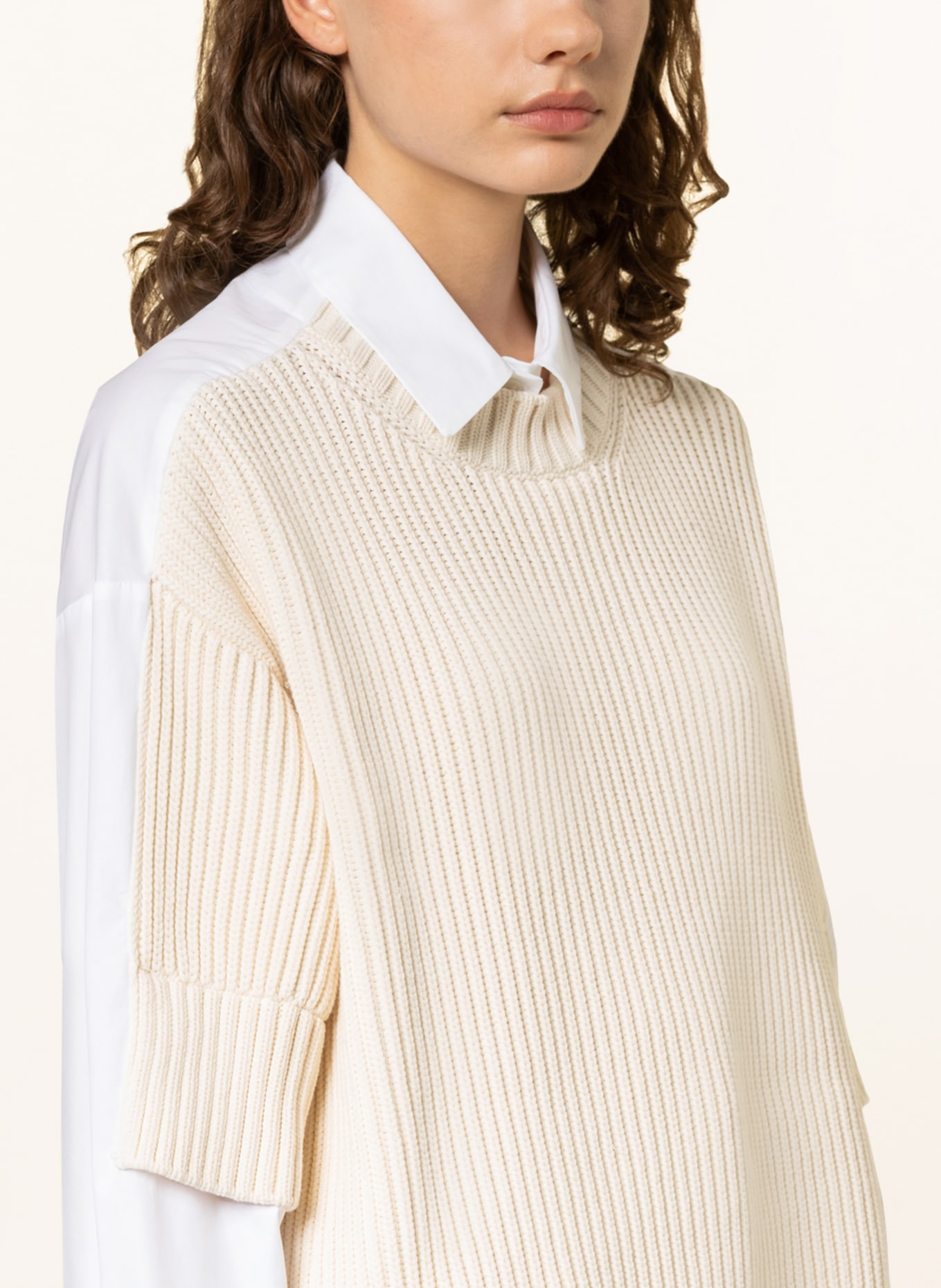 FABIANA FILIPPI Shirt blouse in mixed materials, Color: ECRU/ WHITE (Image 4)