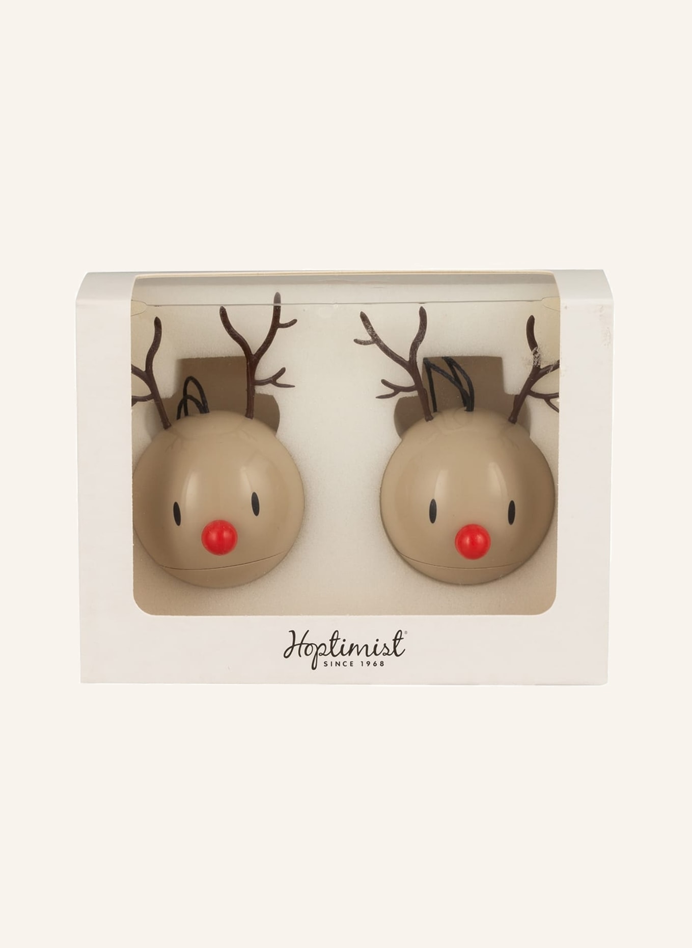 Hoptimist 2er-Set Weihnachtskugeln REINDEER: WEISS / DUNKELBRAUN / ROT