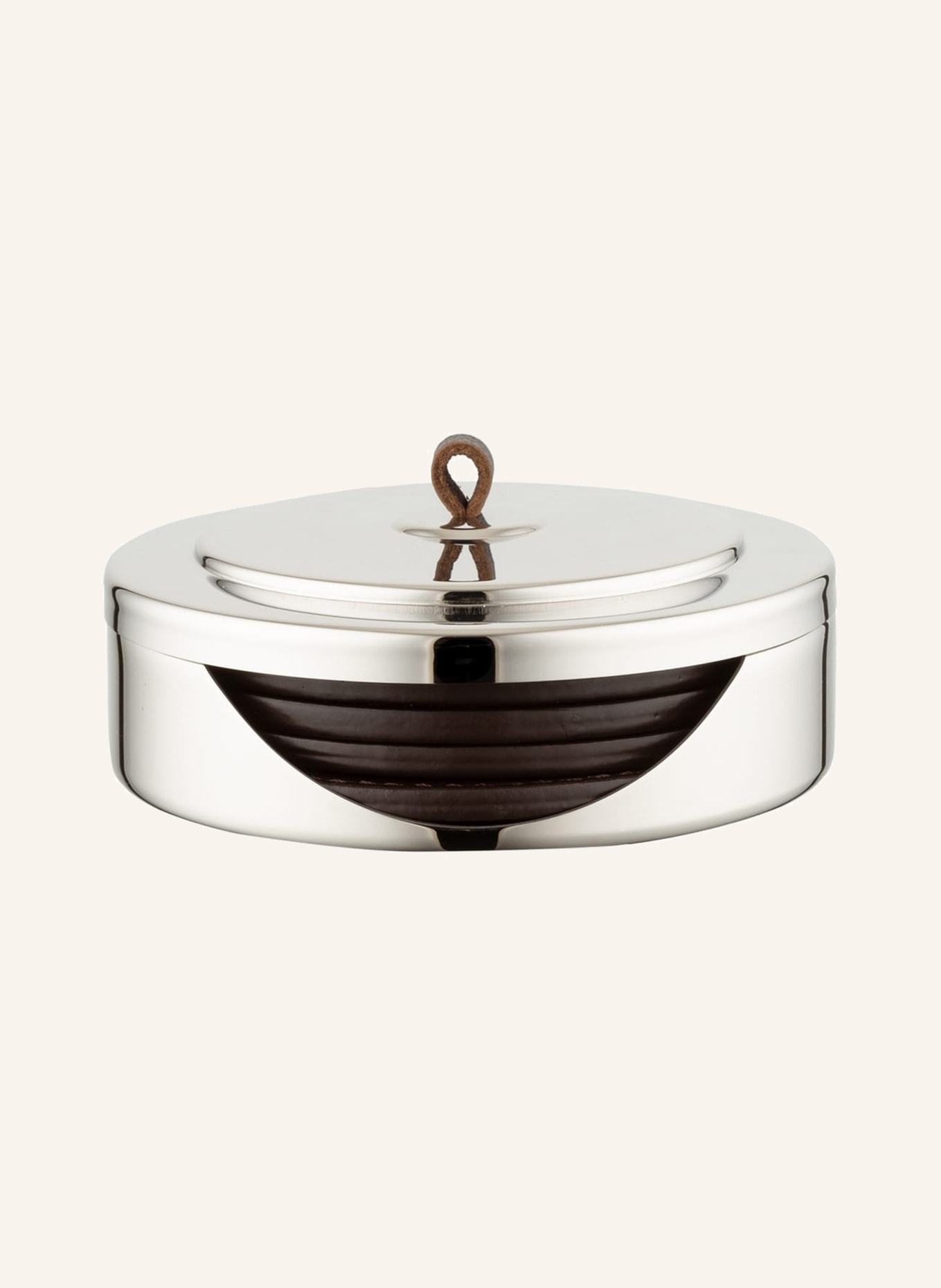 GEORG JENSEN Set of 4 leather coasters MANHATTAN: SILVER / DARK BROWN