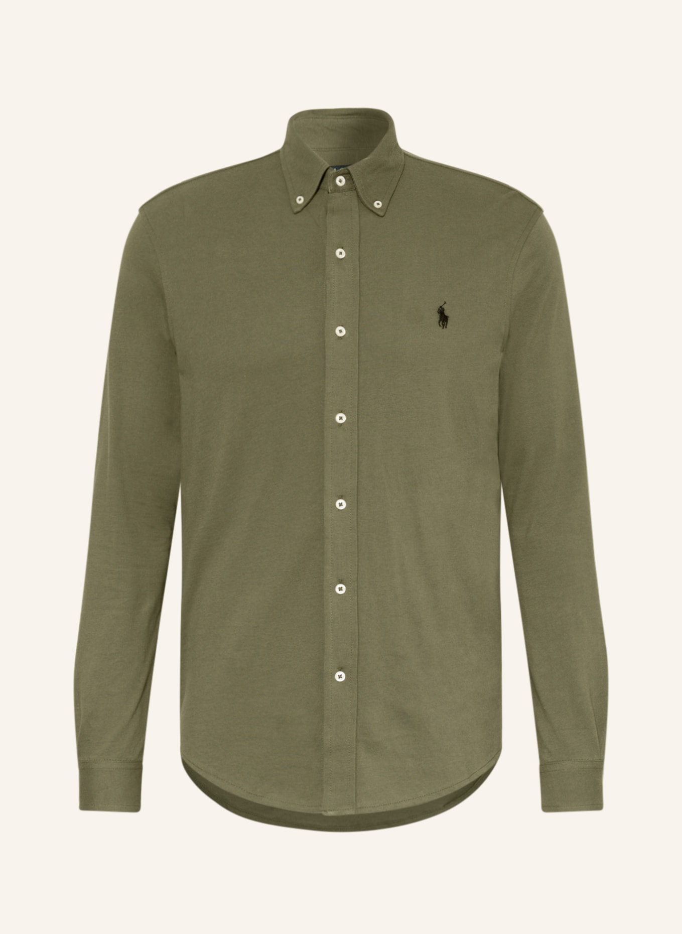 POLO RALPH LAUREN Piqué shirt custom fit, Color: OLIVE (Image 1)