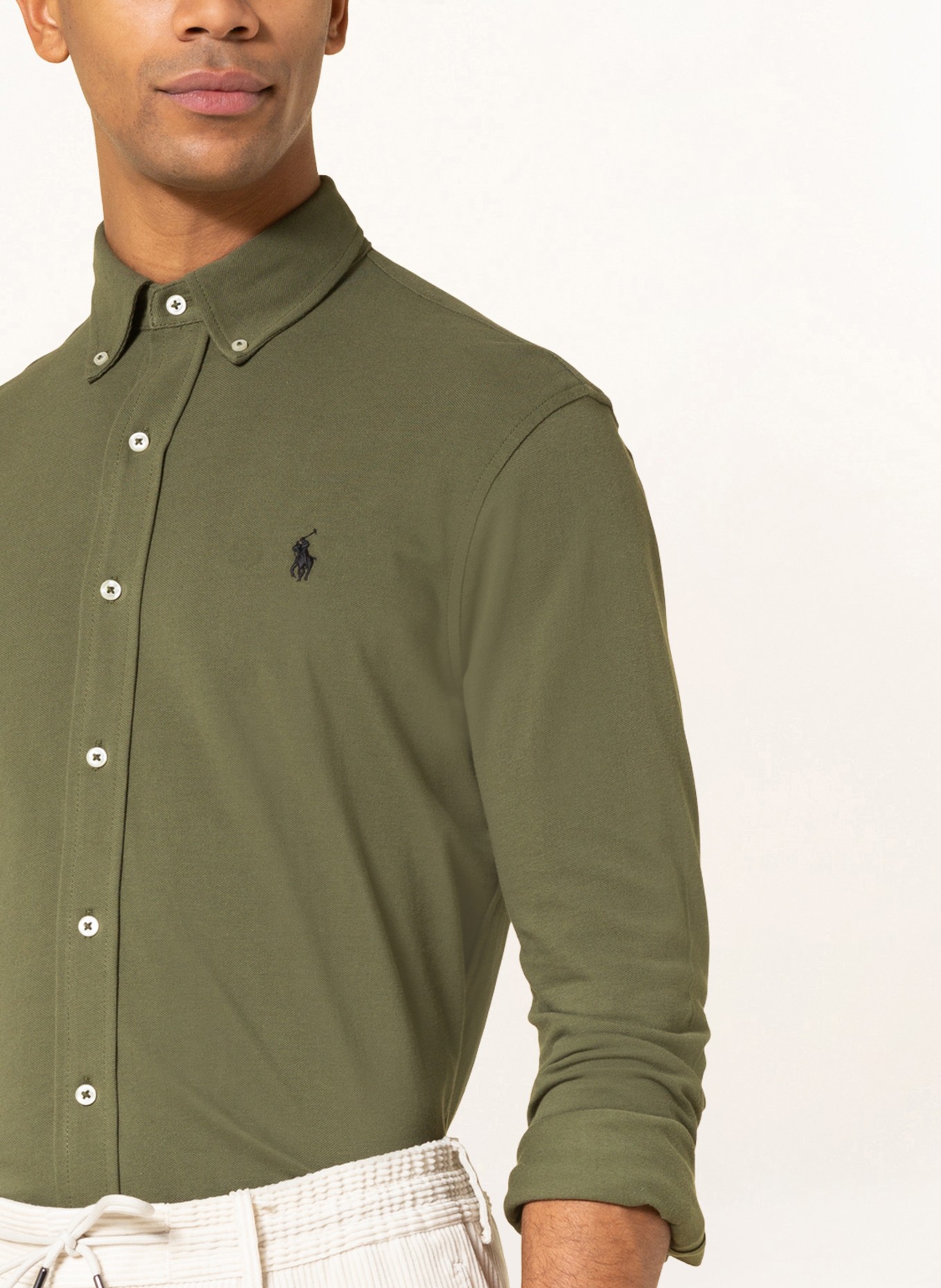 POLO RALPH LAUREN Piqué shirt custom fit, Color: OLIVE (Image 4)