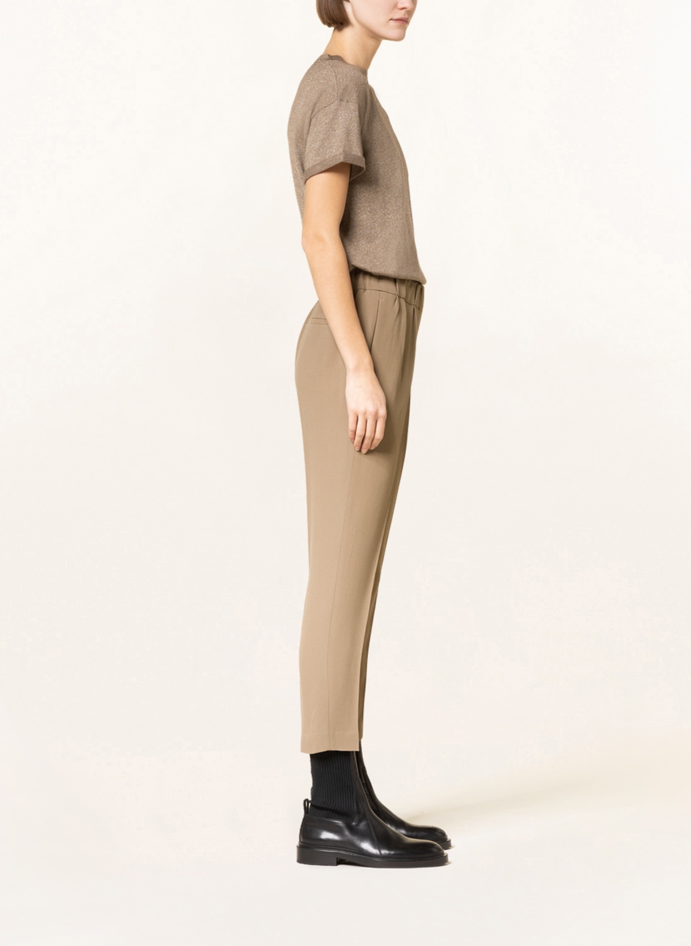 BRUNELLO CUCINELLI 7/8 trousers with silk, Color: BEIGE (Image 4)