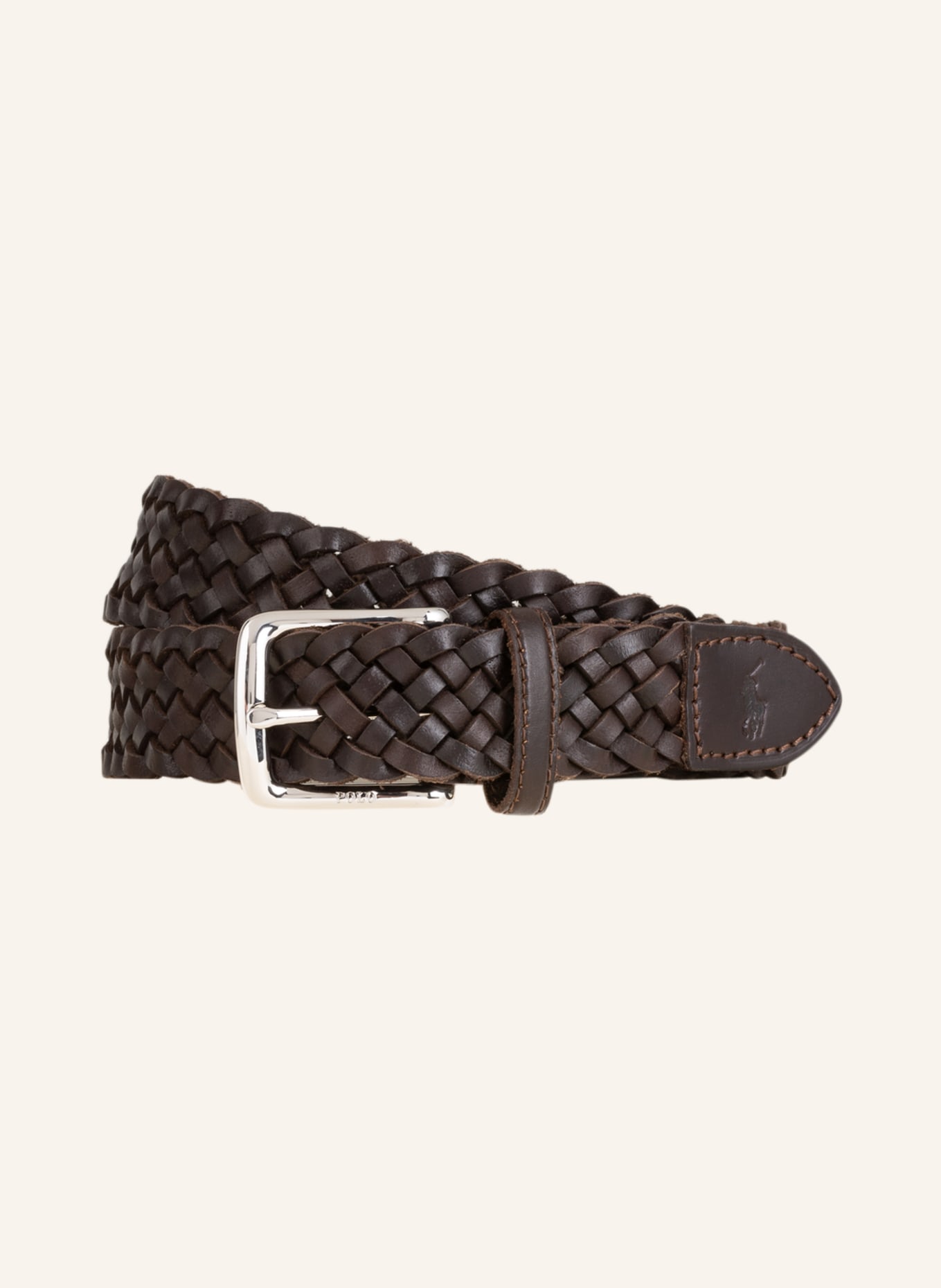 POLO RALPH LAUREN Braided belt made of leather, Color: DARK BROWN (Image 1)