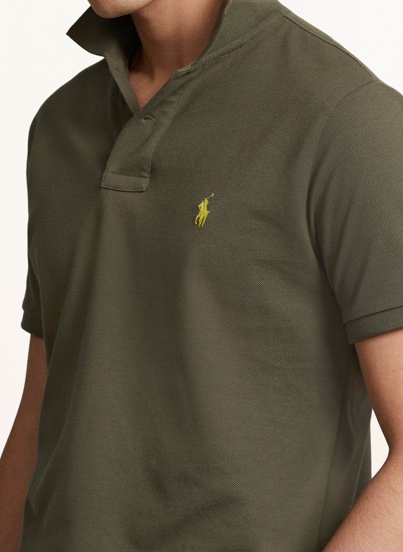 POLO RALPH LAUREN Piqué polo shirt custom slim fit , Color: OLIVE (Image 5)