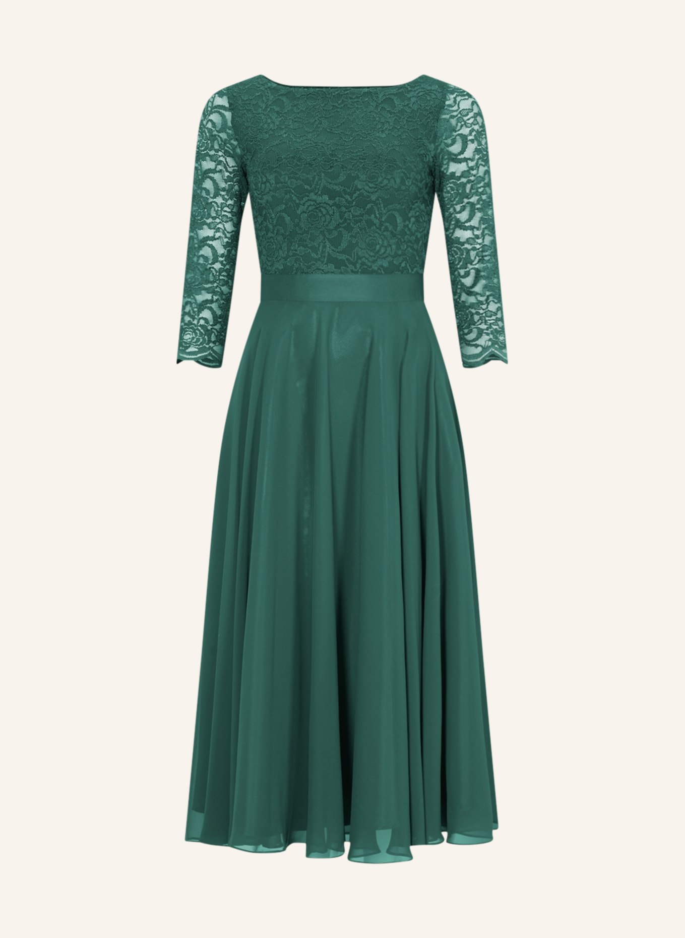SWING Cocktail dress with lace trim , Color: GREEN (Image 1)
