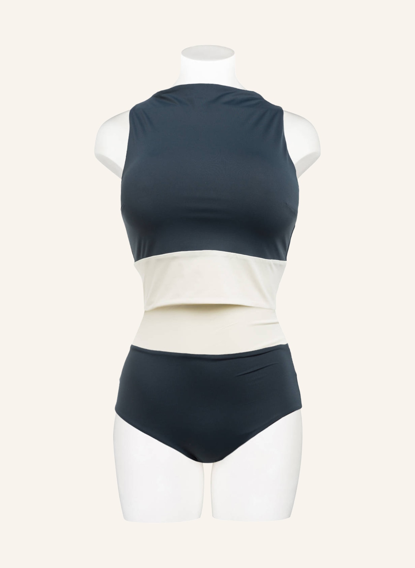 MYMARINI High-waist bikini bottoms SURFSHORTS reversible with UV protection 50+, Color: BLACK/ DARK GRAY/ CREAM (Image 2)