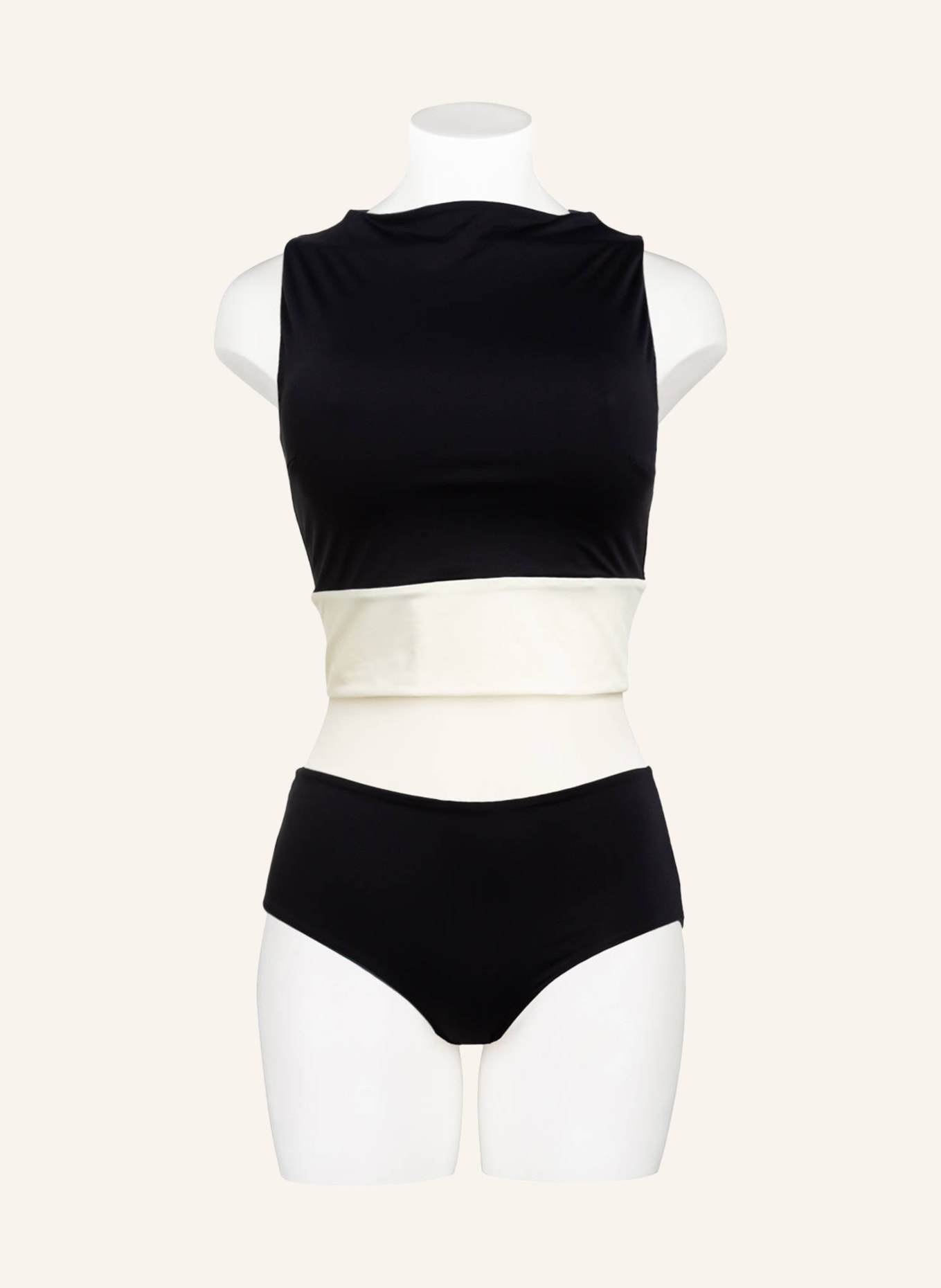 MYMARINI High-waist bikini bottoms SURFSHORTS reversible with UV protection 50+, Color: BLACK/ DARK GRAY/ CREAM (Image 3)