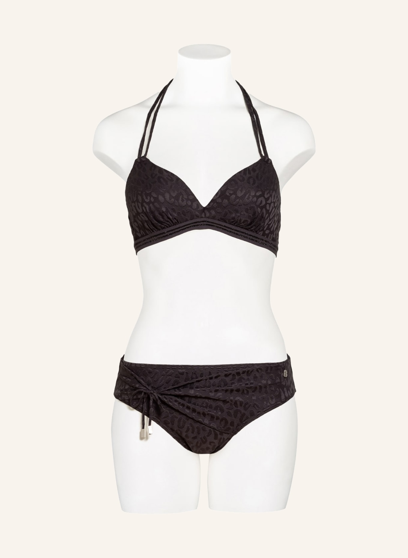 BEACHLIFE Bralette bikini top TEXTURED LEO with glitter thread , Color: DARK GRAY (Image 2)