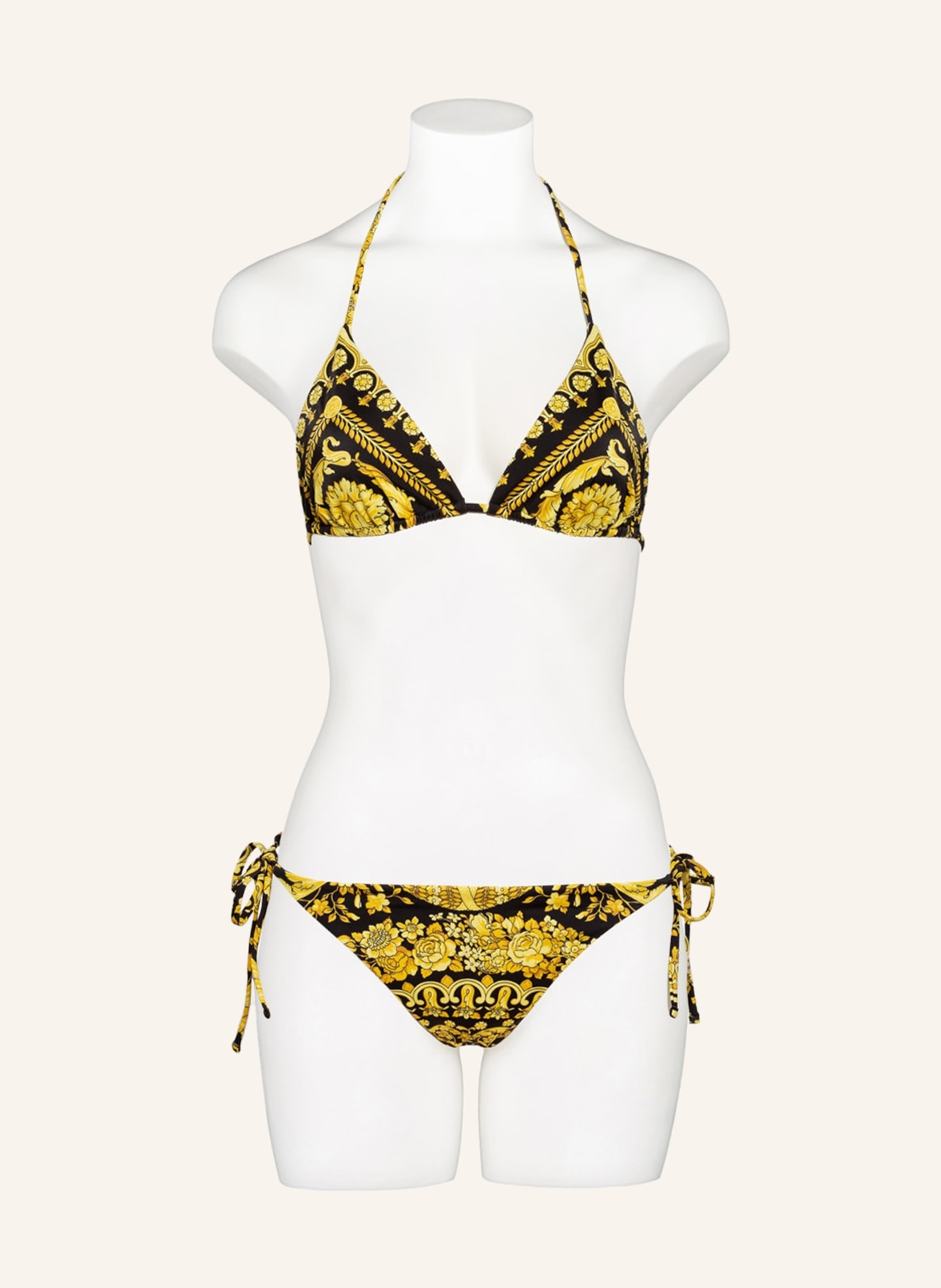 The Perfect Black & Gold Baroque Print Moulded Cup Bikini Top