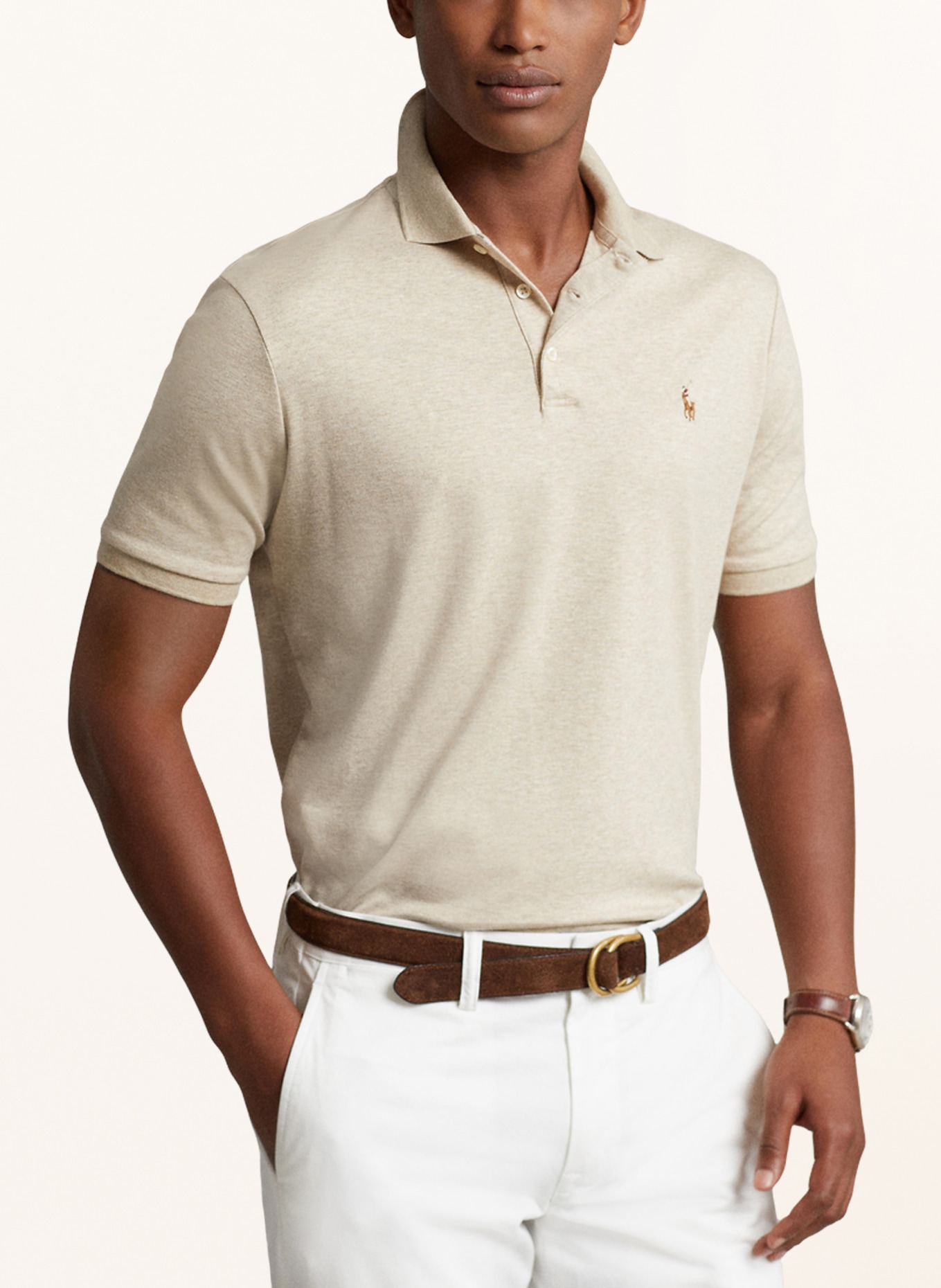 POLO RALPH LAUREN Jersey-Poloshirt Custom Slim Fit, Farbe: BEIGE (Bild 4)