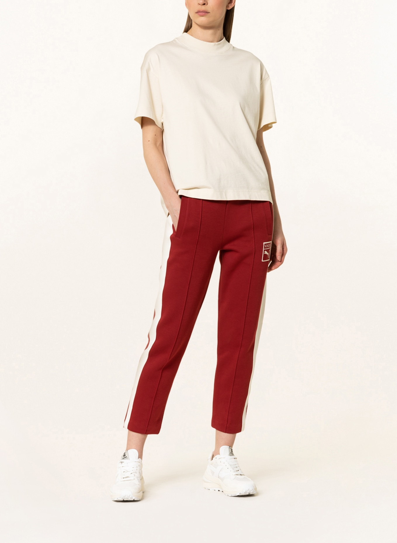 PUMA 7/8 sweatpants T7, Color: DARK RED/ CREAM (Image 2)