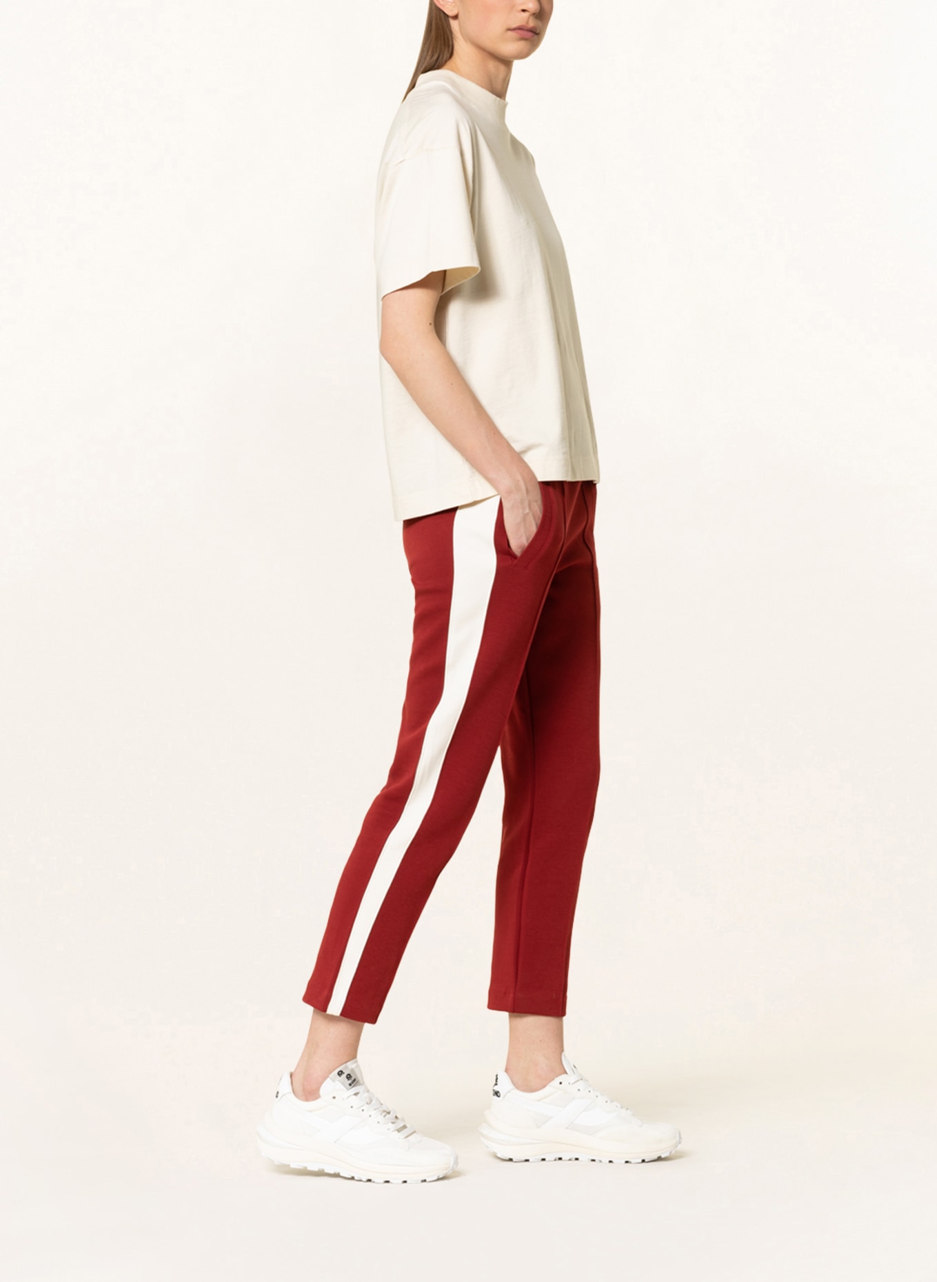 PUMA 7/8 sweatpants T7, Color: DARK RED/ CREAM (Image 4)